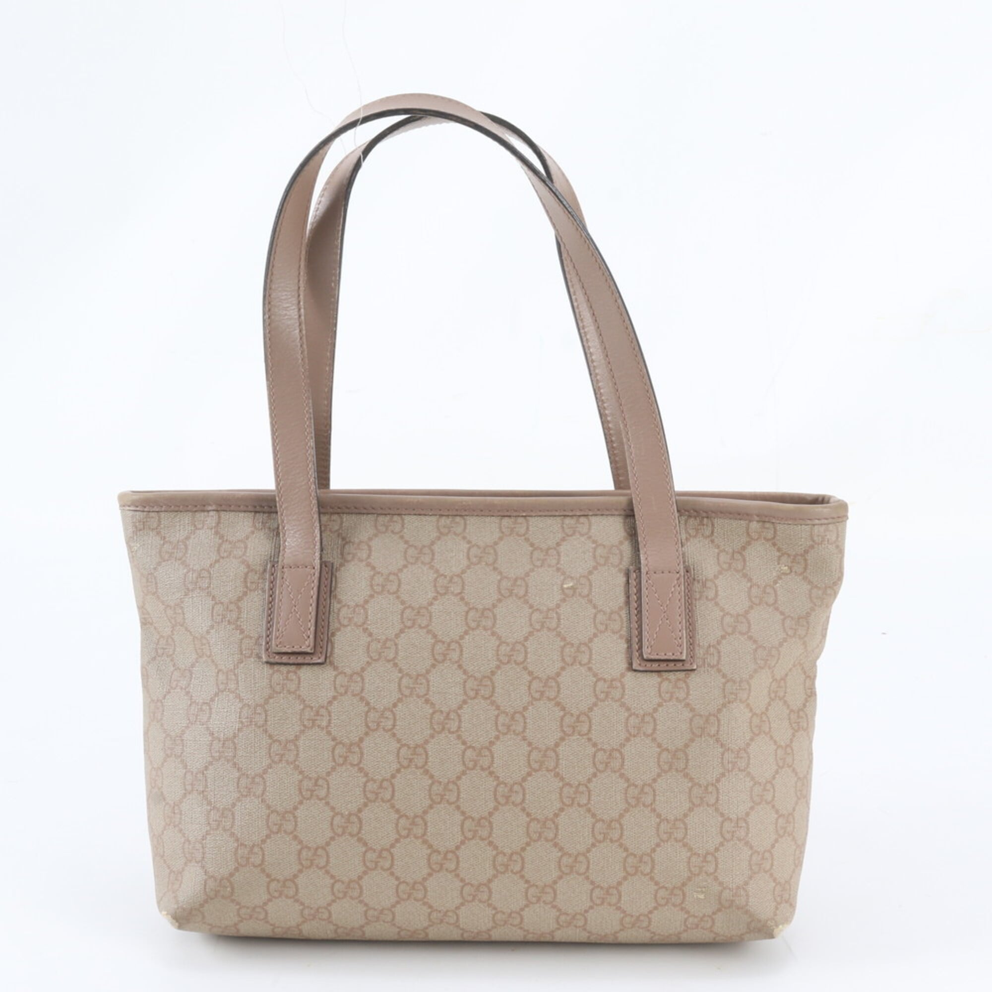 Gucci Pink Beige Leather Coated Canvas Handbag Shoulder Bag Tote Bag (Pre-Owned)