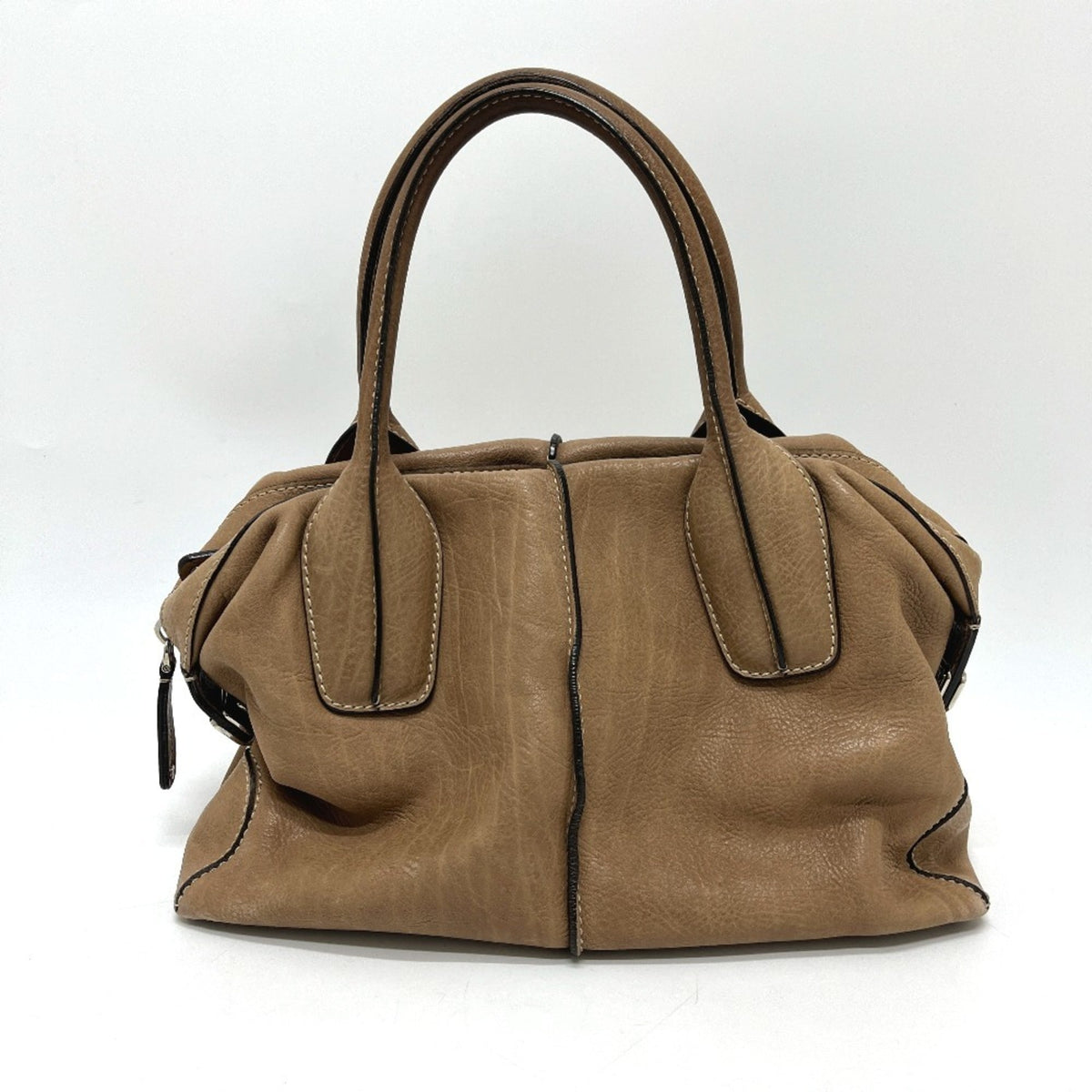 Tod's Brown Leather Boston Bag Handbag Shoulder Bag (Pre-Owned)