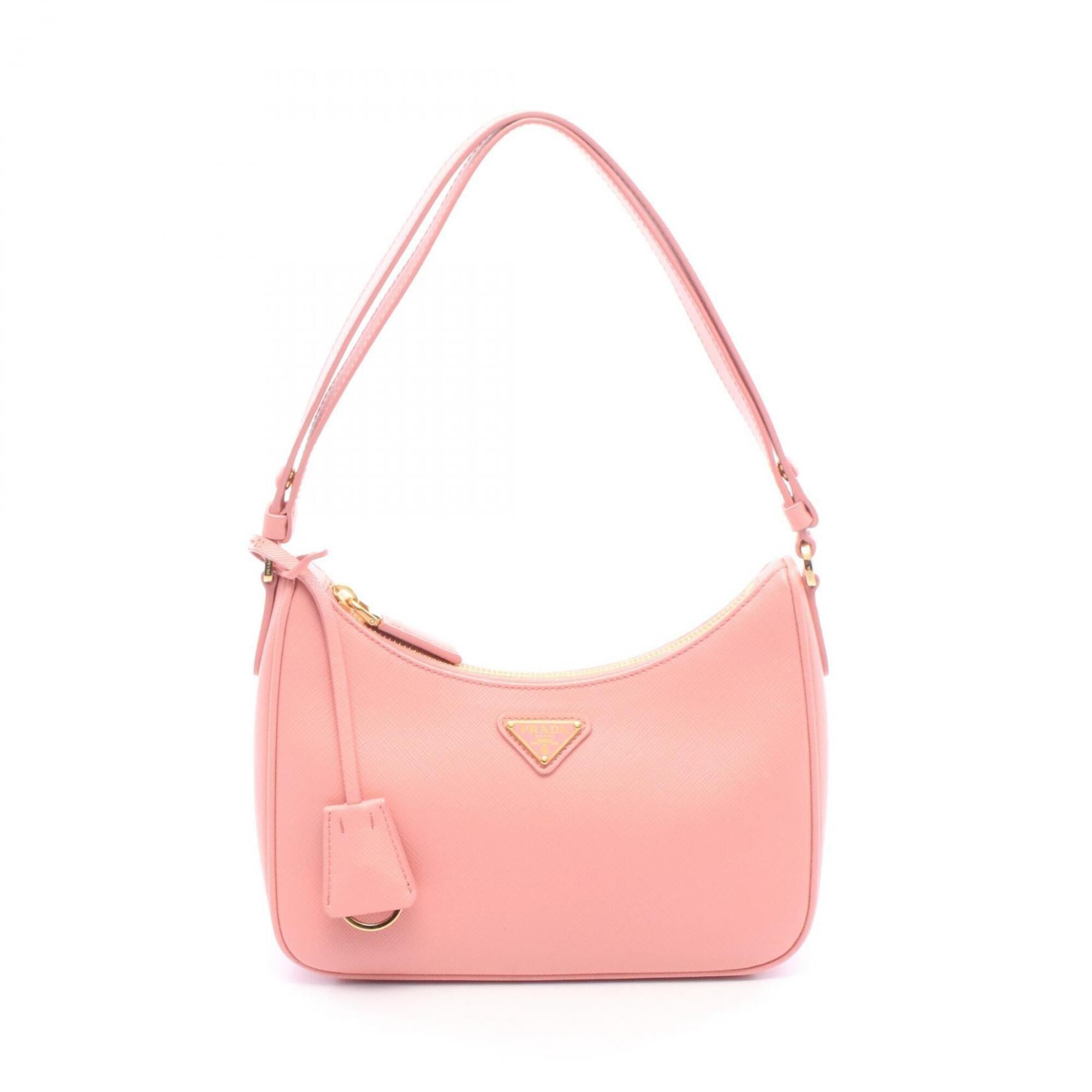 Prada Pink Saffiano Triangle Handbag Shoulder Bag (Pre-Owned)