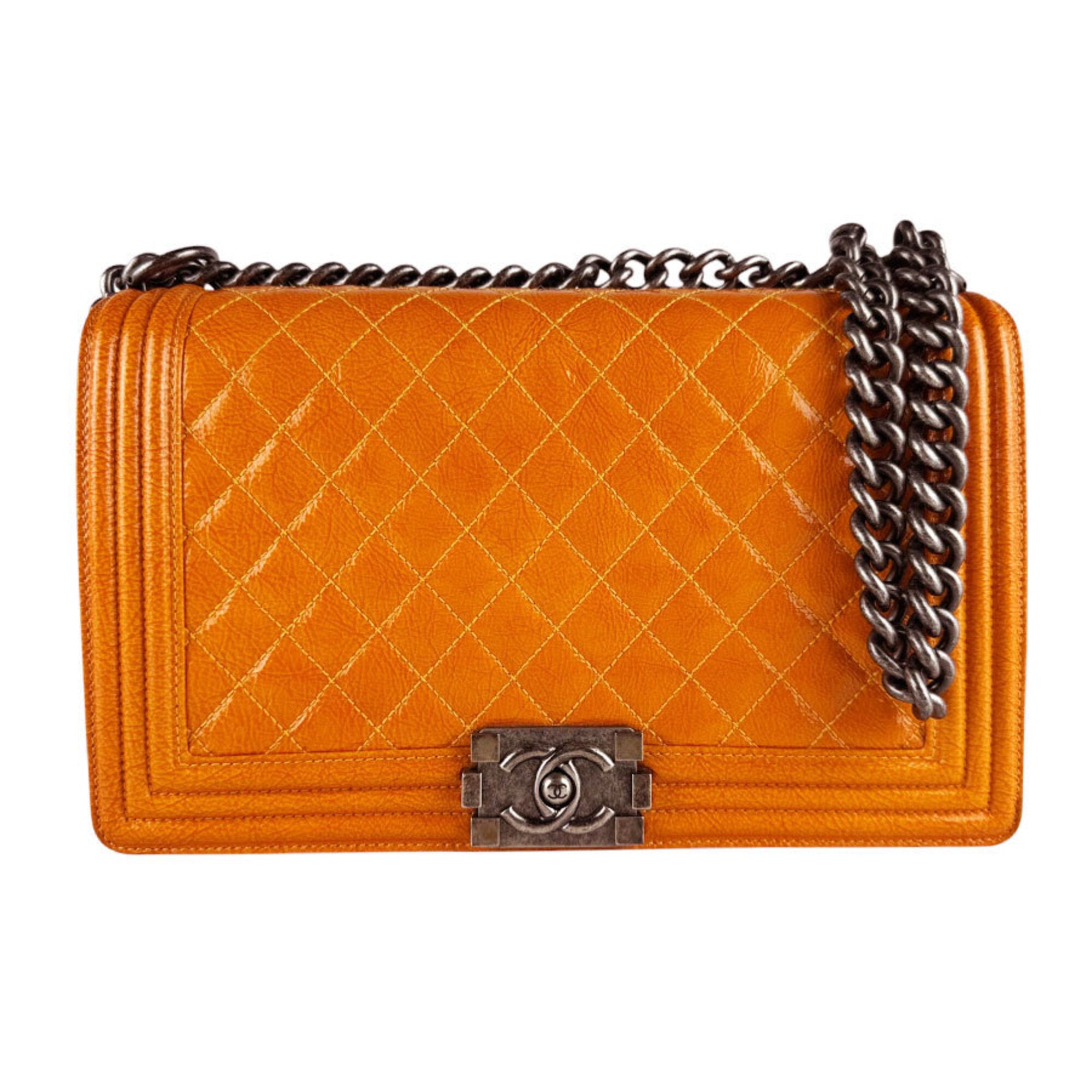 Chanel Orange Leather Shoulder Bag (Pre-Owned)