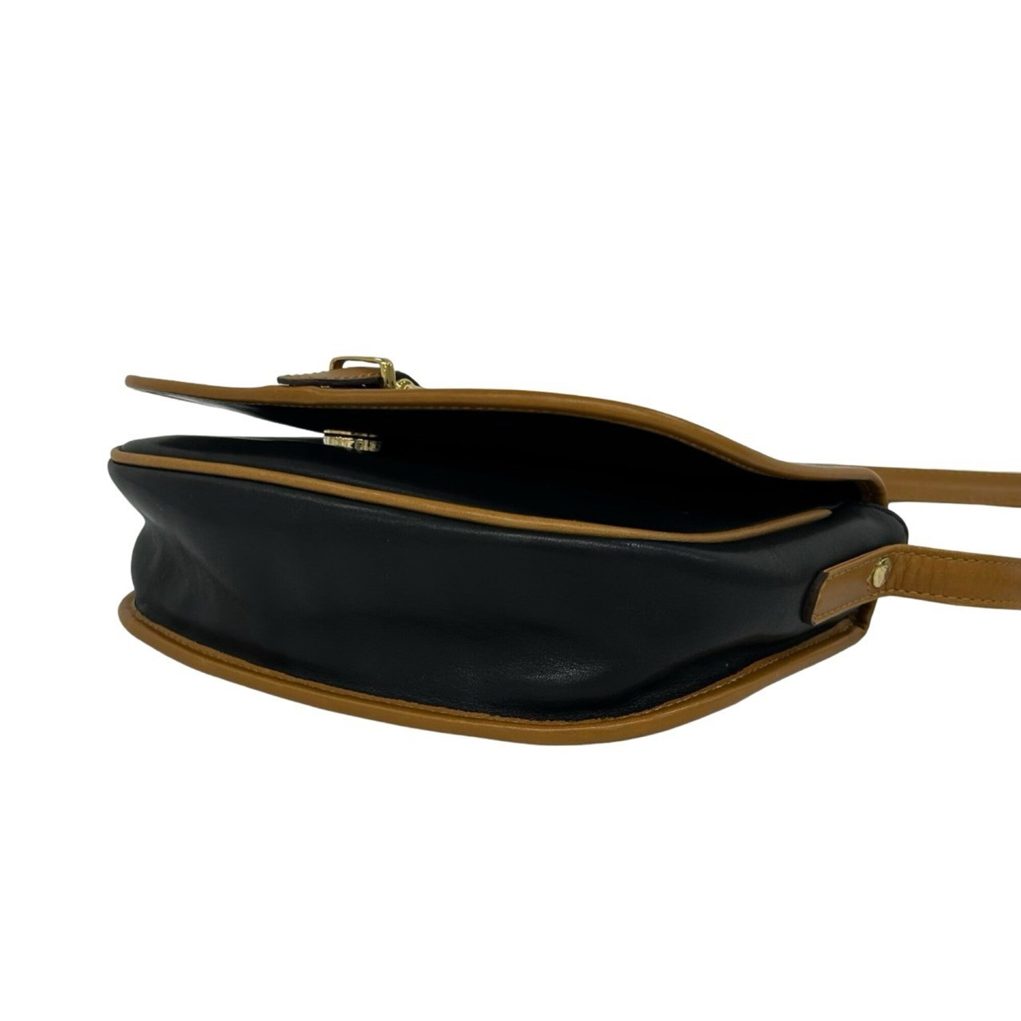 Celine Black Brown Leather Pochette Shoulder Bag (Pre-Owned)