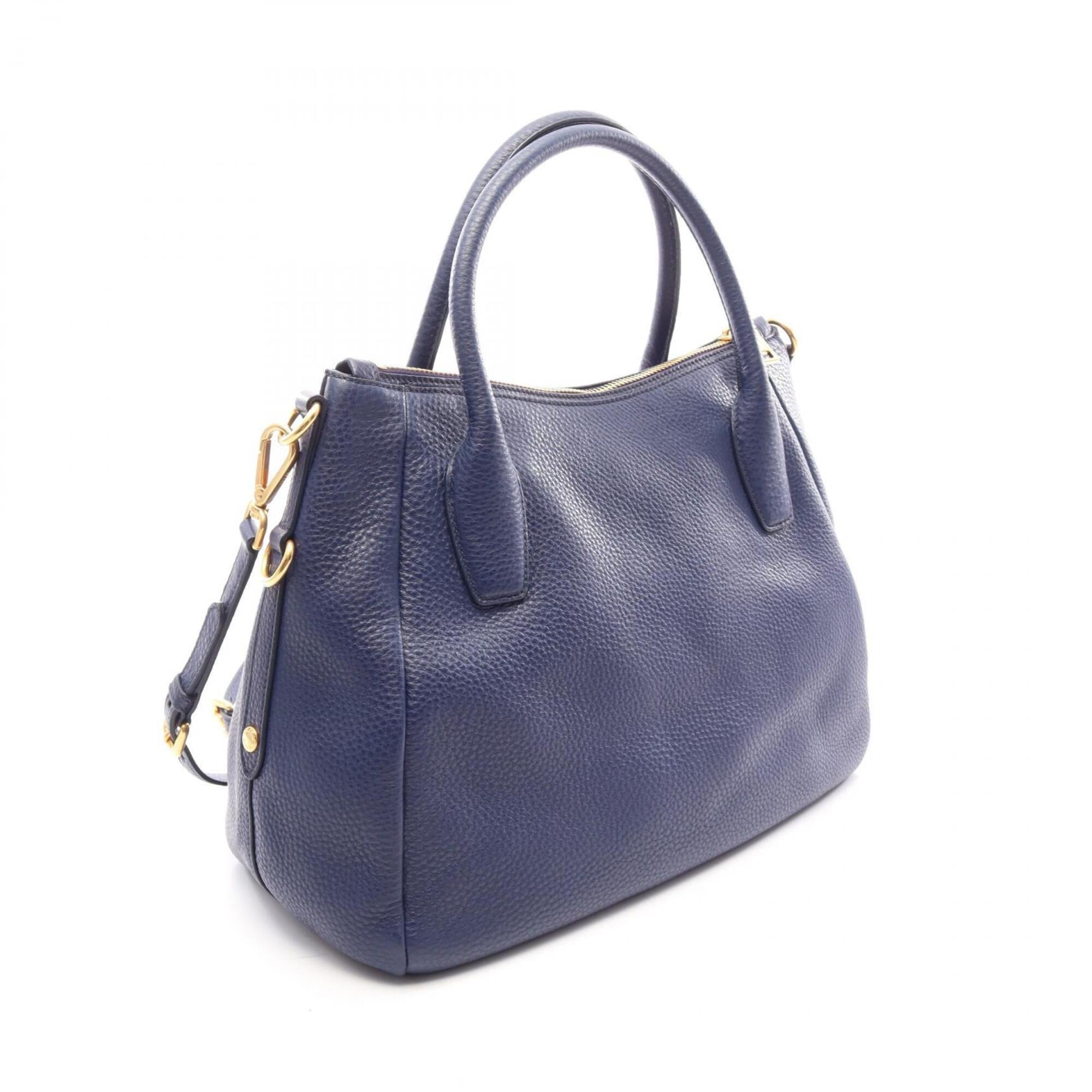 Prada Navy Leather Handbag Tote Bag (Pre-Owned)