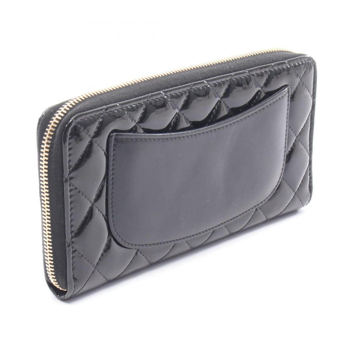 Chanel Black Patent Leather Long Wallet (Bi-Fold) (Pre-Owned)