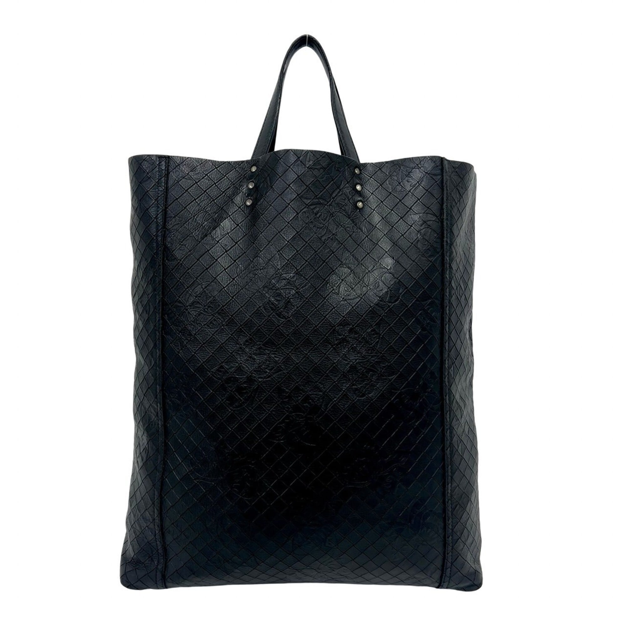 Bottega Veneta Black Leather Handbag Tote Bag (Pre-Owned)