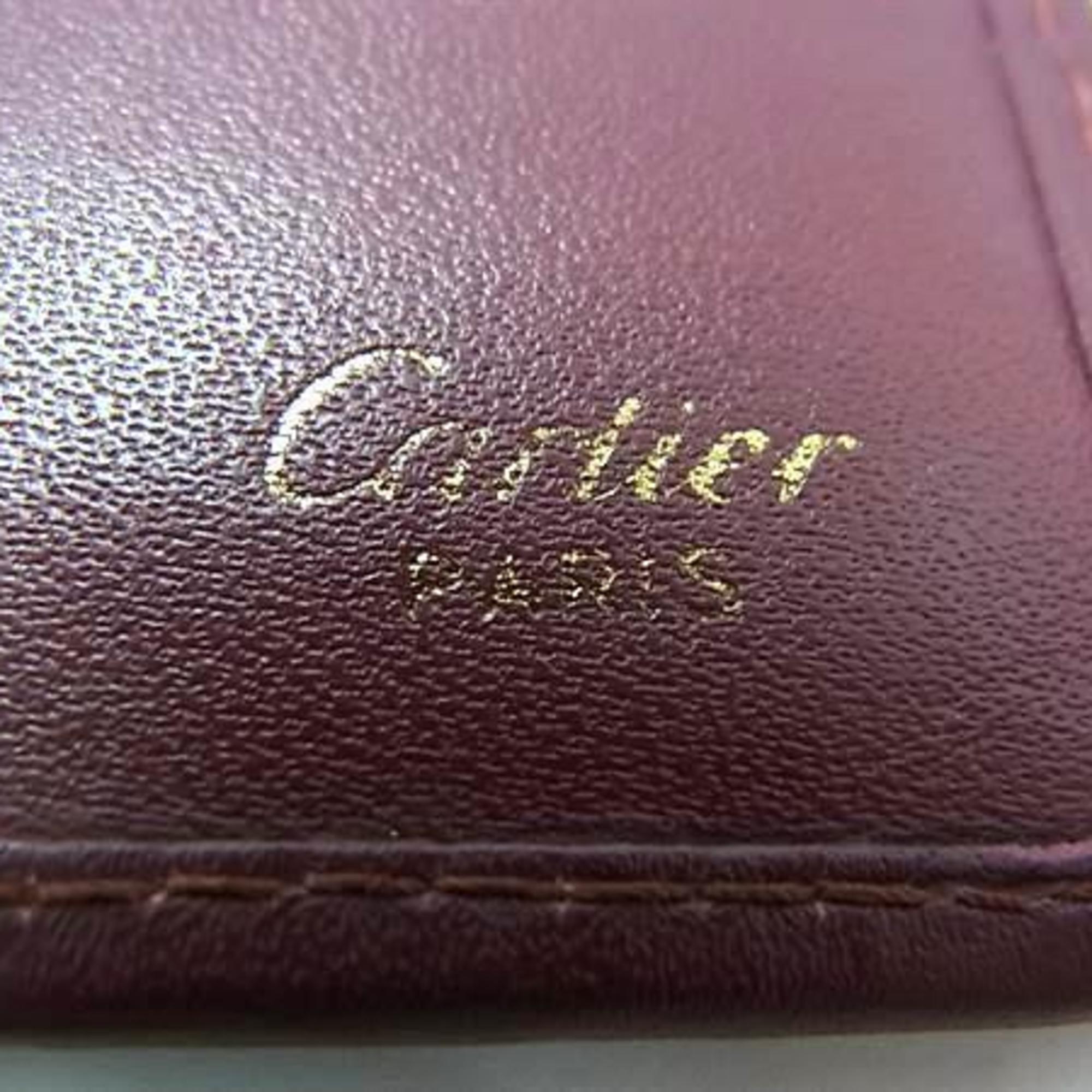 Cartier Must Bordeaux Leather Long Wallet (Bi-Fold) (Pre-Owned)