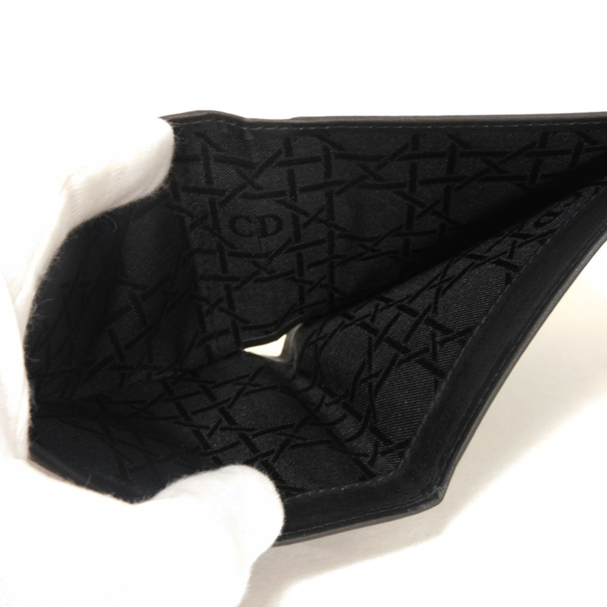 Christian Dior Black Leather Long Bill Wallet (Bi-Fold) (Pre-Owned)