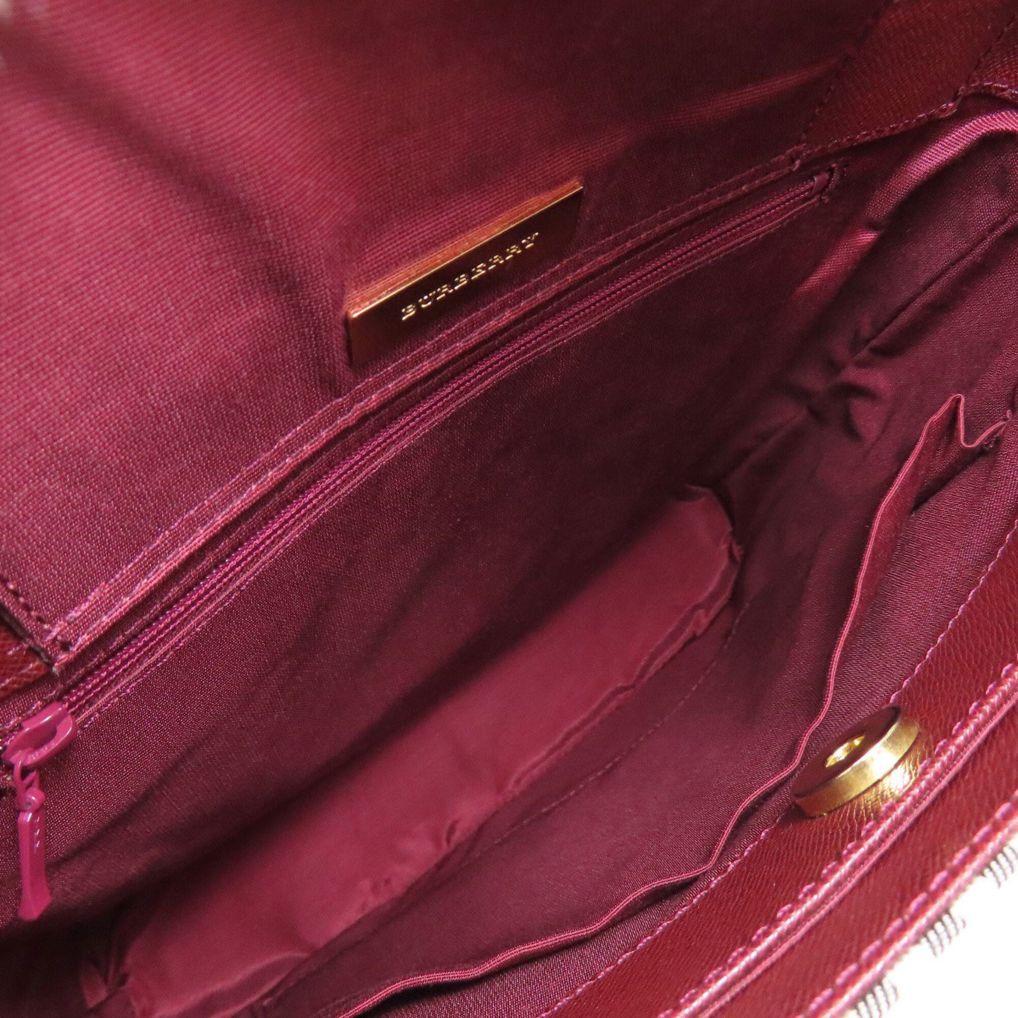 Burberry Beige Bordeaux Canvas Shoulder Bag (Pre-Owned)