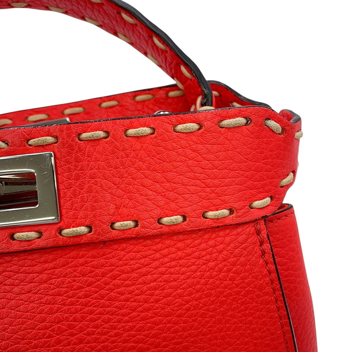 Fendi Peekaboo Orange Leather Handbag Shoulder Bag (Pre-Owned)