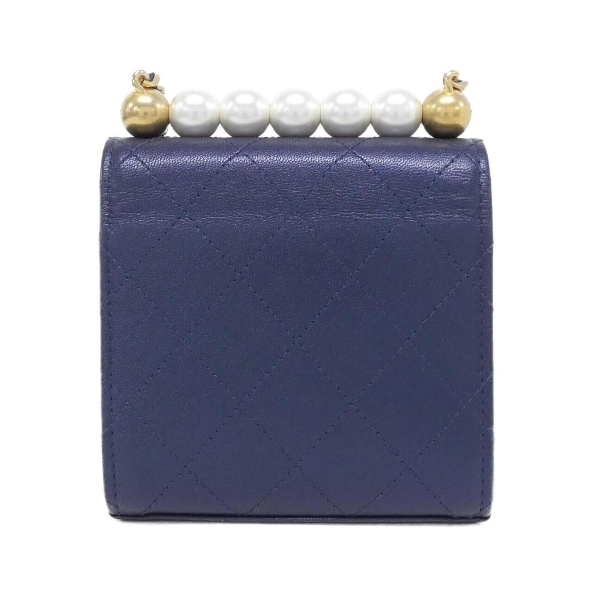 Chanel Navy Leather Shoulder Bag (Pre-Owned)