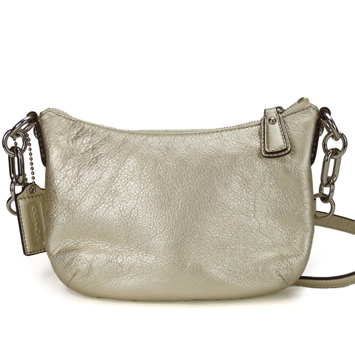 Coach Champagne Gold Leather Pochette Shoulder Bag (Pre-Owned)