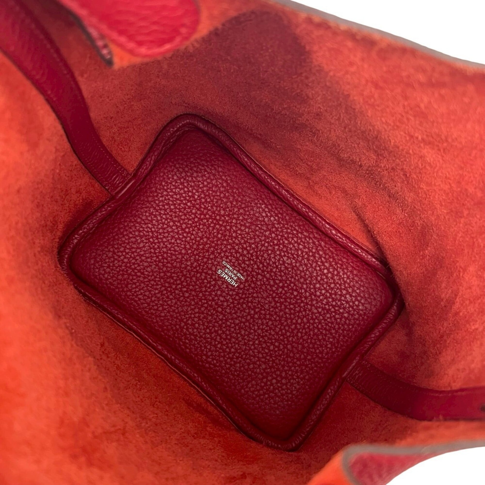 Hermes Red Color Taurillon Clemence Leather Handbag (Pre-Owned)