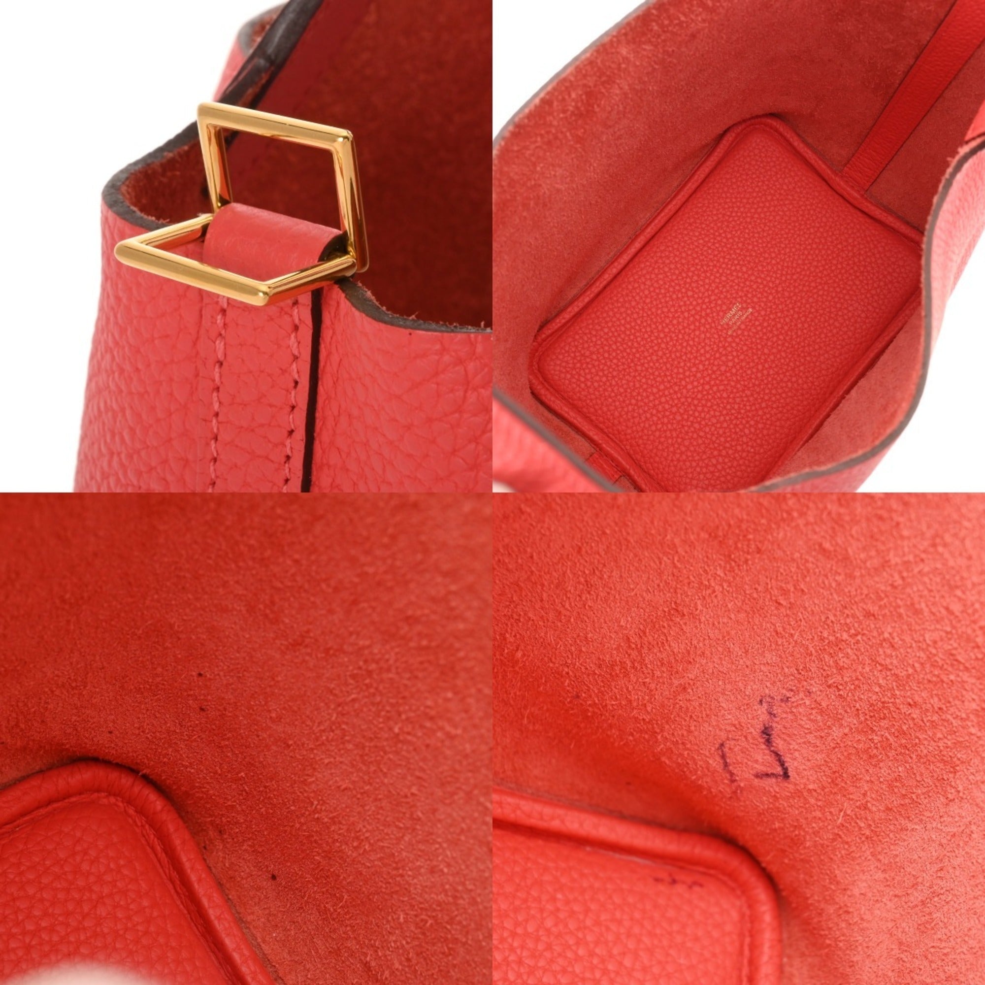 Hermes Gold Taurillon Clemence Leather Handbag (Pre-Owned)