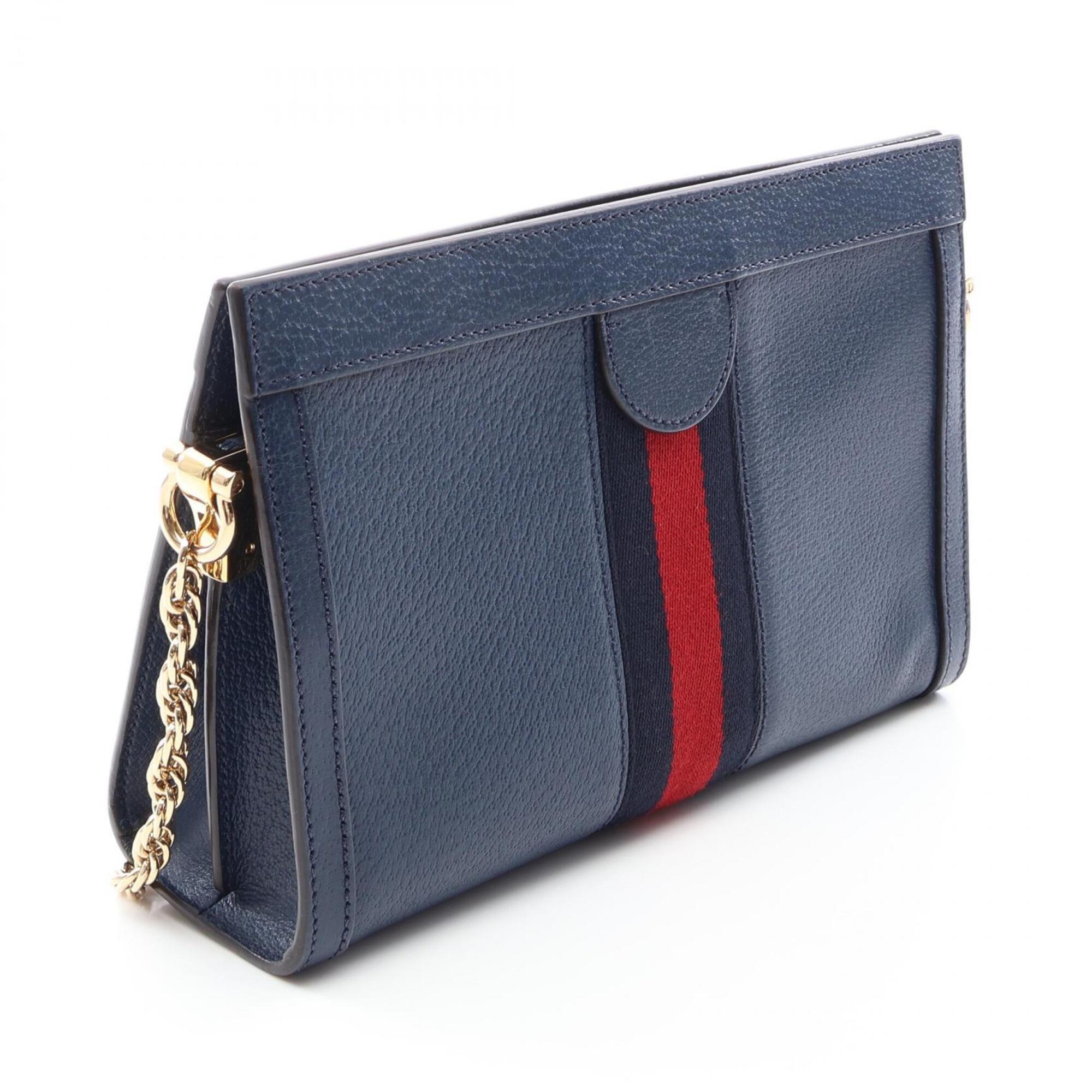 Gucci Navy Leather Handbag Shoulder Bag (Pre-Owned)
