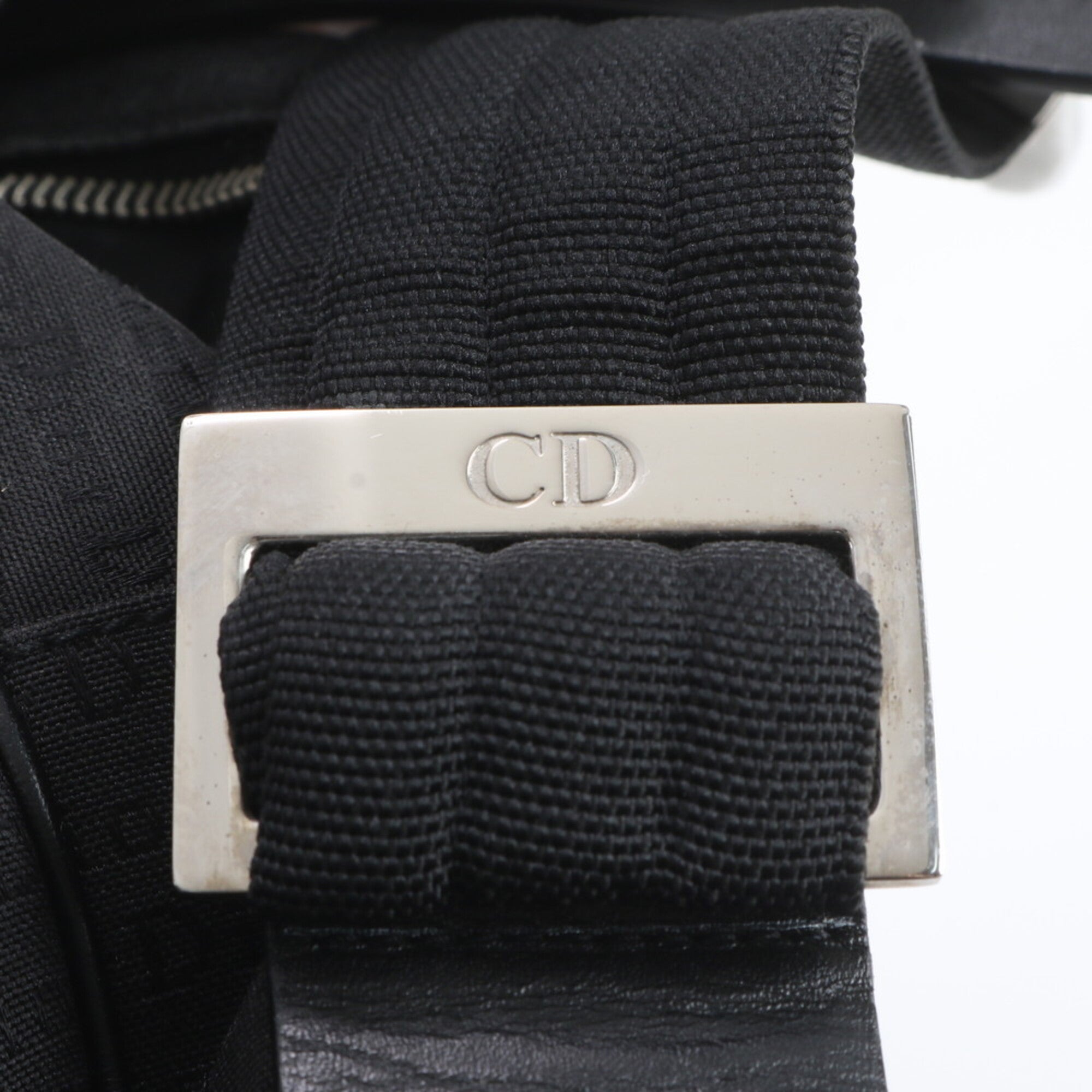 Christian Dior Black Leather Nylon Messenger Bag Shoulder Bag Tote Bag (Pre-Owned)