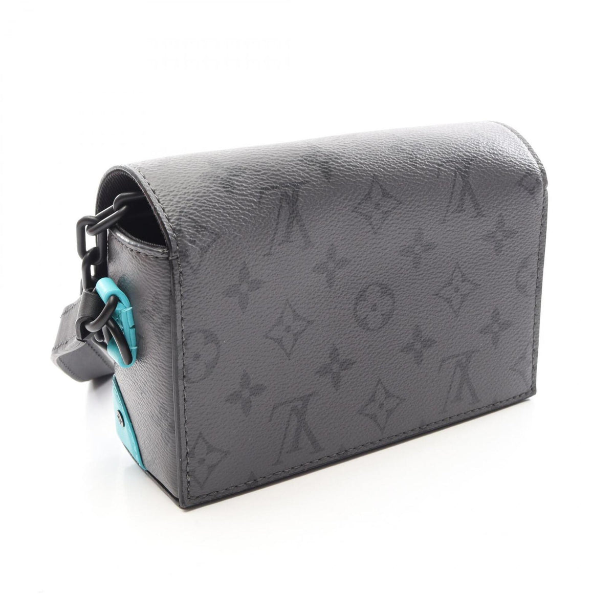 Louis Vuitton Blue Gray Coated Canvas Leather Handbag Shoulder Bag (Pre-Owned)