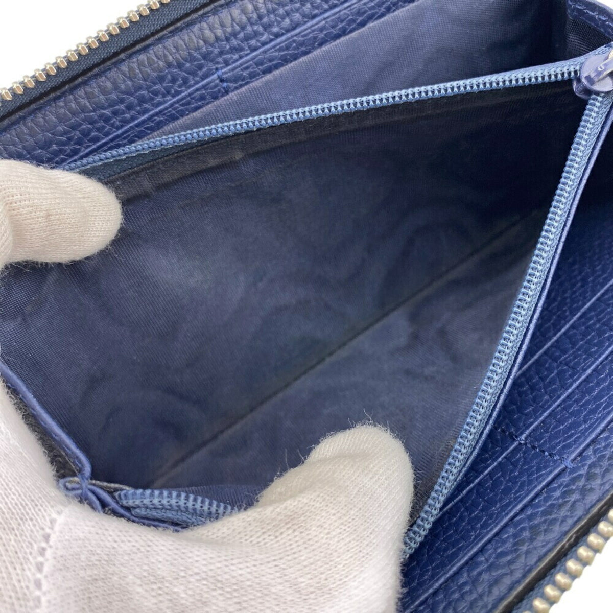 Gucci Navy Leather Long Wallet (Bi-Fold) (Pre-Owned)