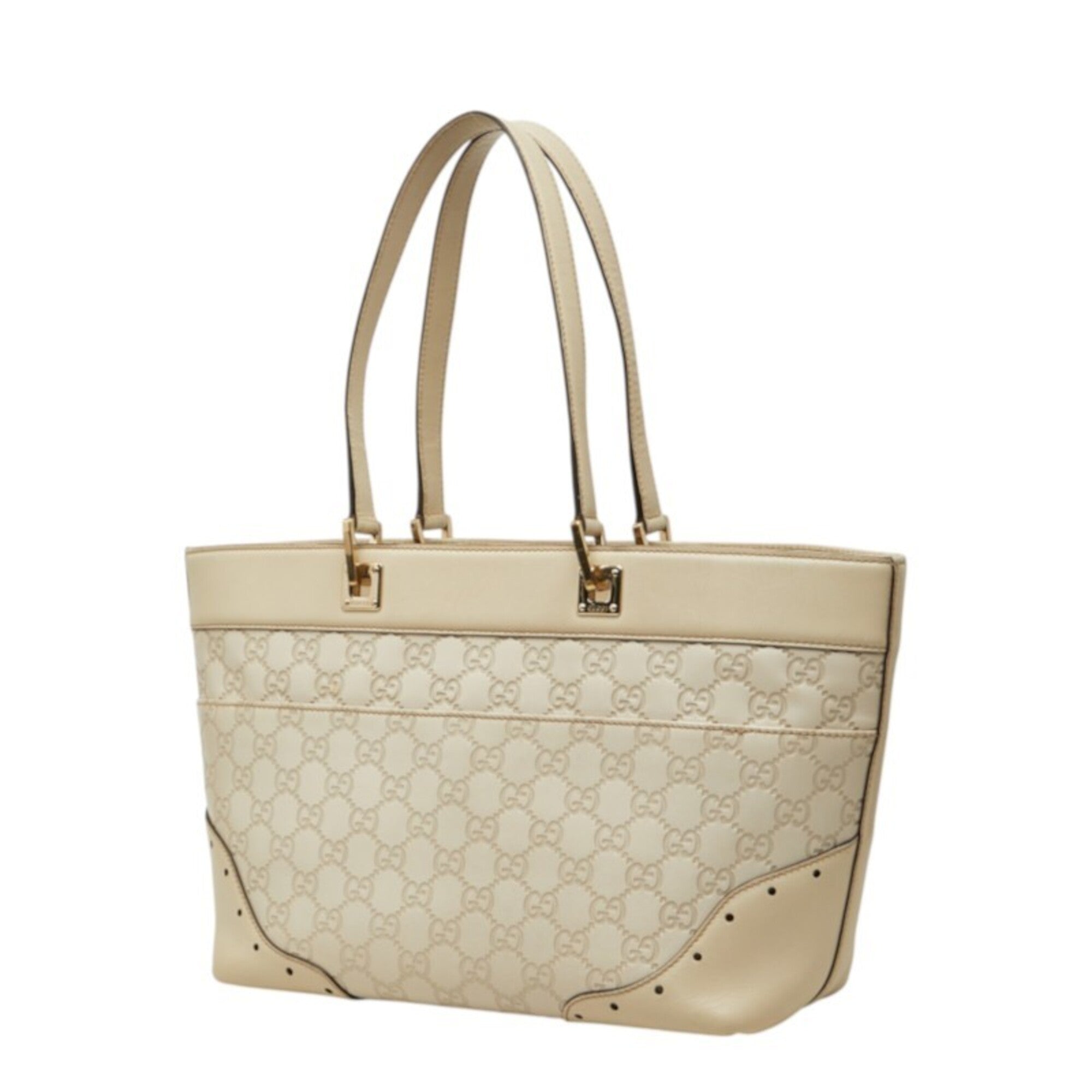 Gucci Ivory Leather Shoulder Bag Tote Bag (Pre-Owned)