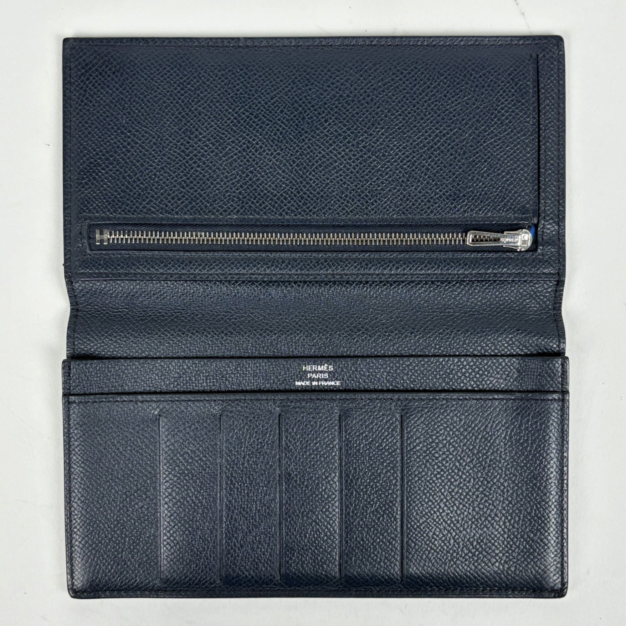 Hermes Blue Epsom Leather Long Wallet (Bi-Fold) (Pre-Owned)