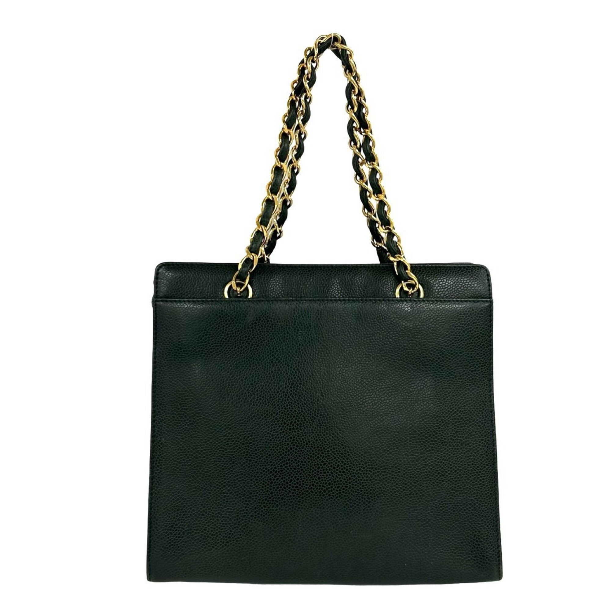 Chanel Green Grained Calfskin Handbag (Pre-Owned)
