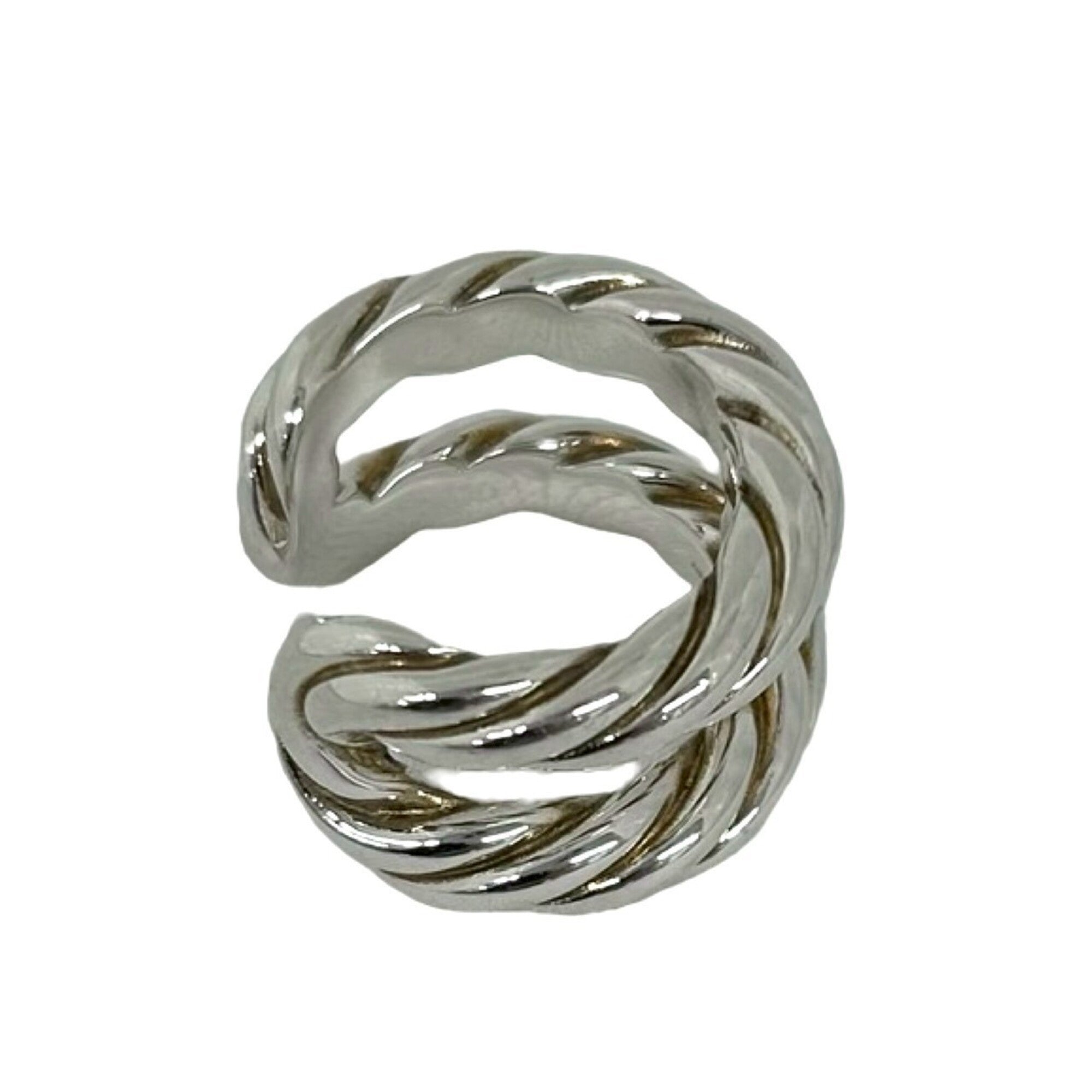 Hermes Silver Silver 925 Band Ring (Pre-Owned)