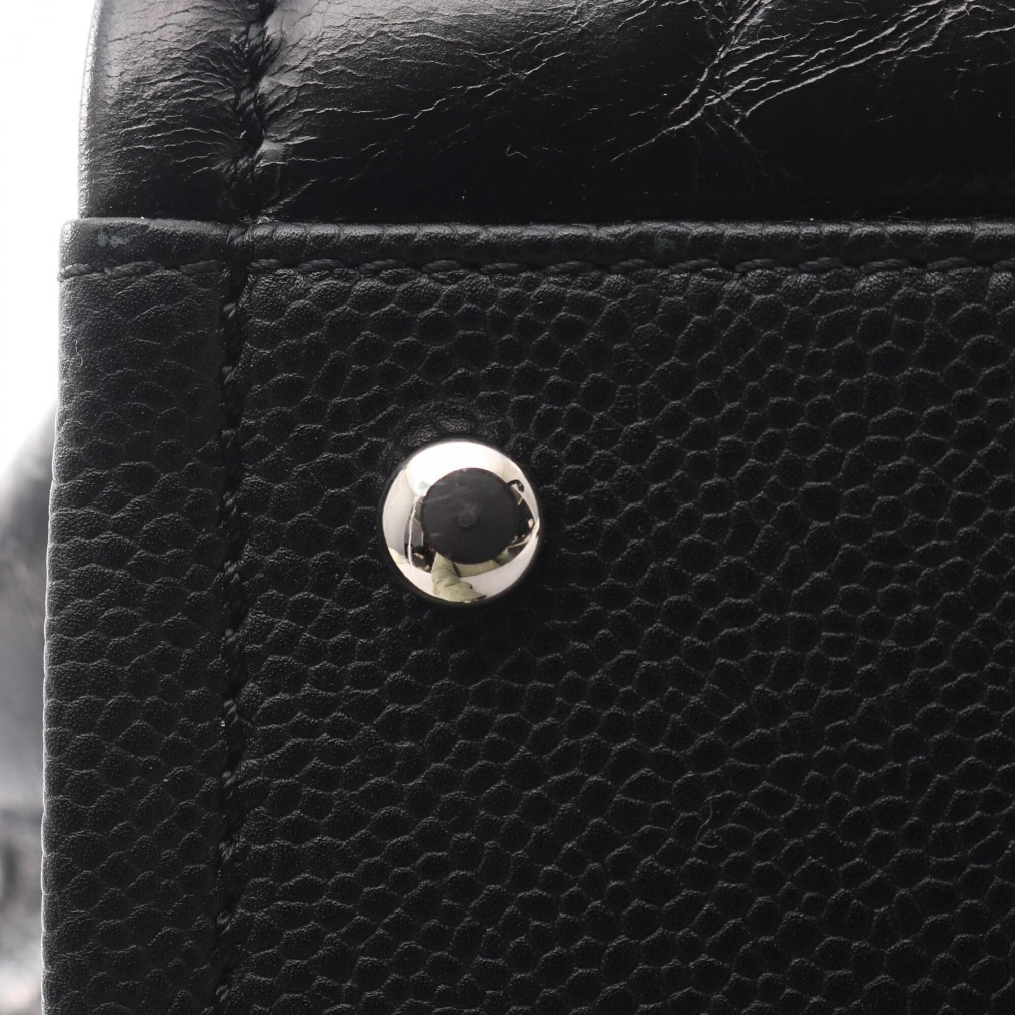 Chanel Black Grained Calfskin Handbag Tote Bag (Pre-Owned)