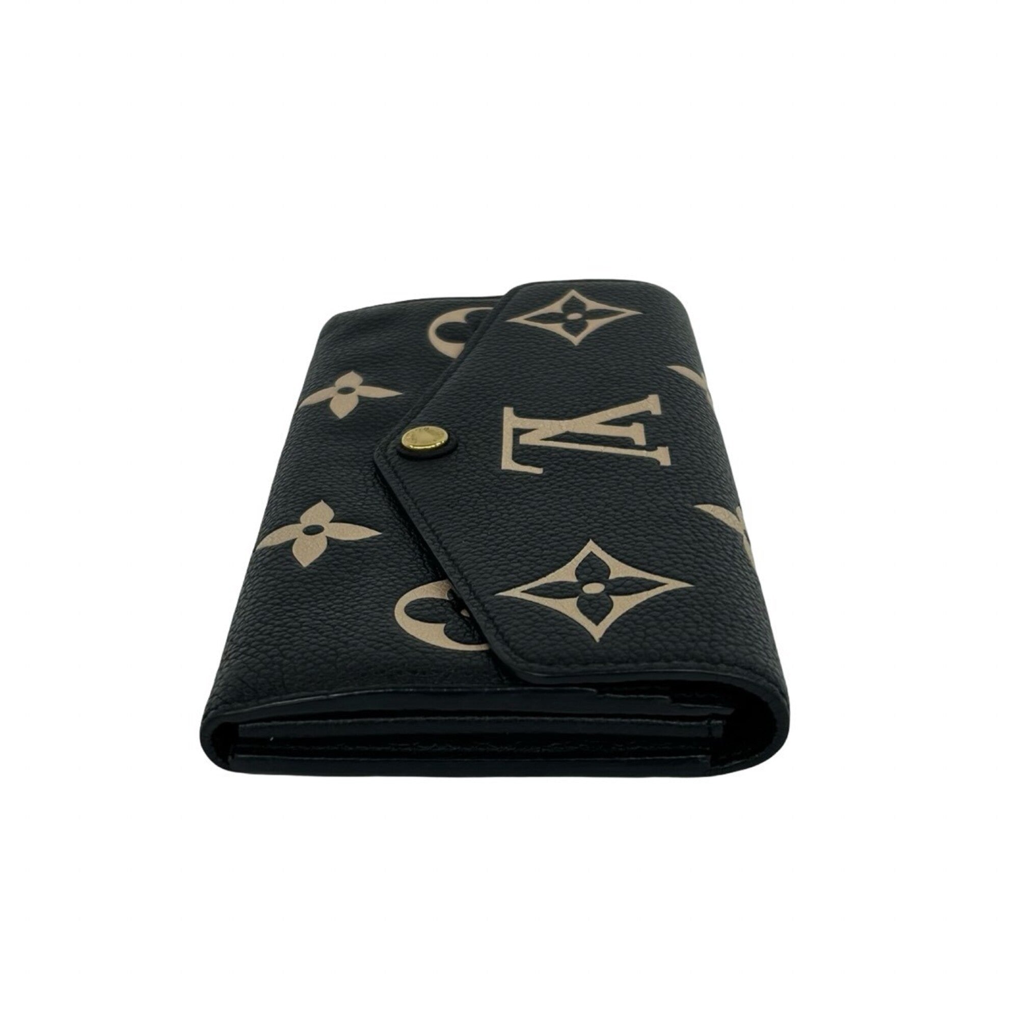 Louis Vuitton Black Leather Long Wallet (Bi-Fold) (Pre-Owned)