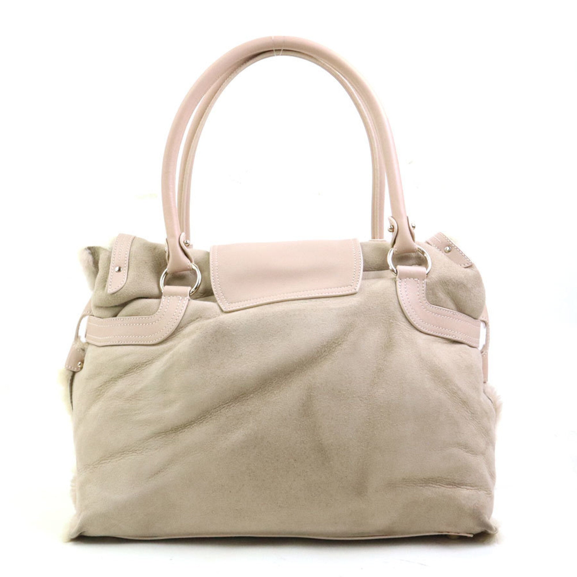 Salvatore Ferragamo Beige Pink Beige Leather Shoulder Bag (Pre-Owned)