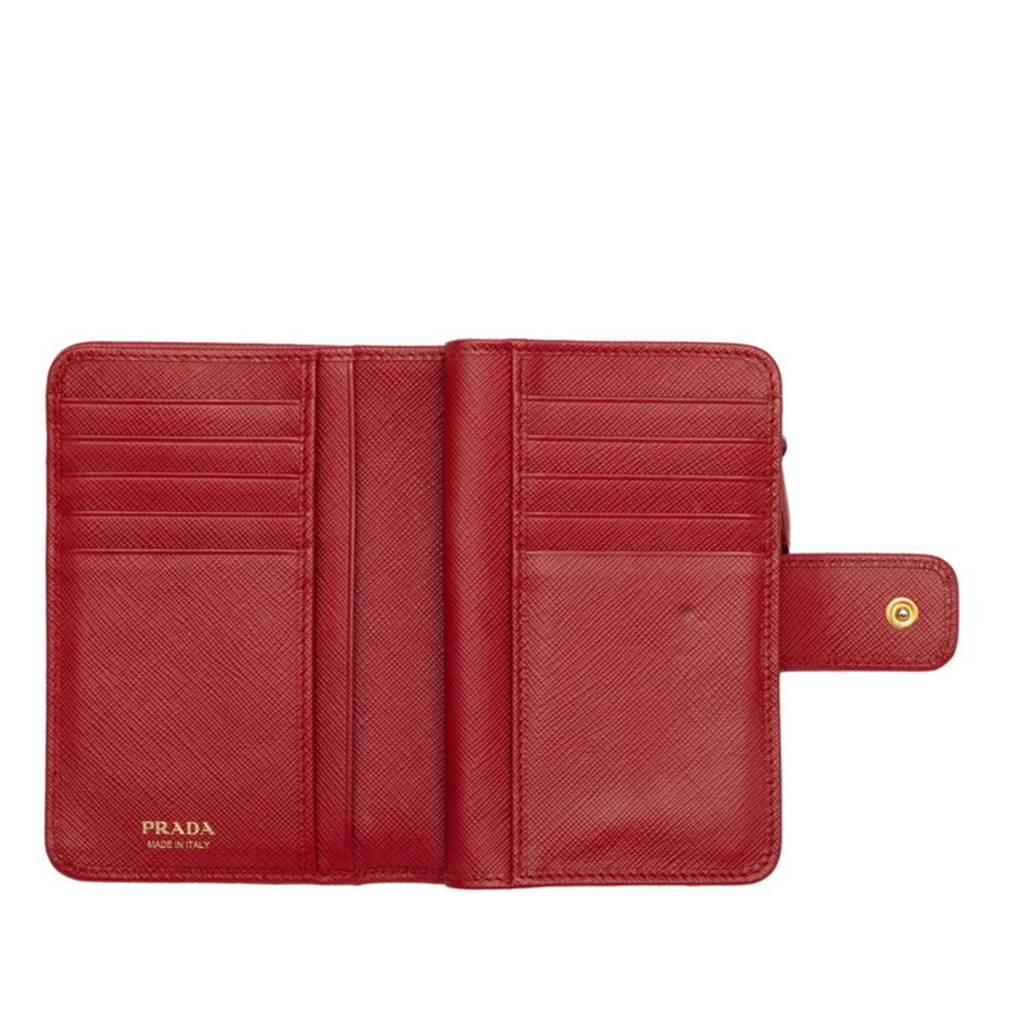 Prada Red Color Leather Wallet (Bi-Fold) (Pre-Owned)