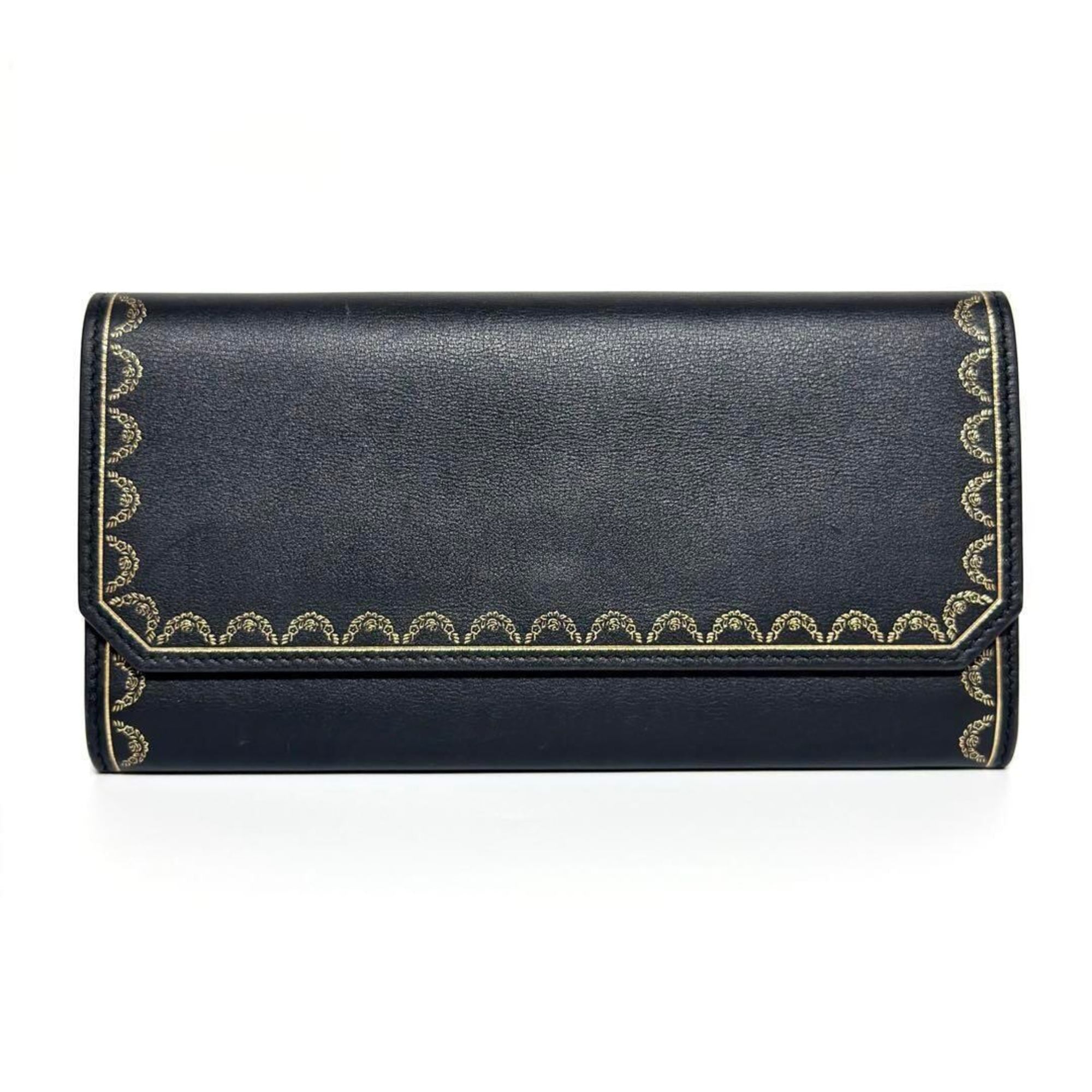 Cartier Black Leather Long Wallet (Bi-Fold) (Pre-Owned)
