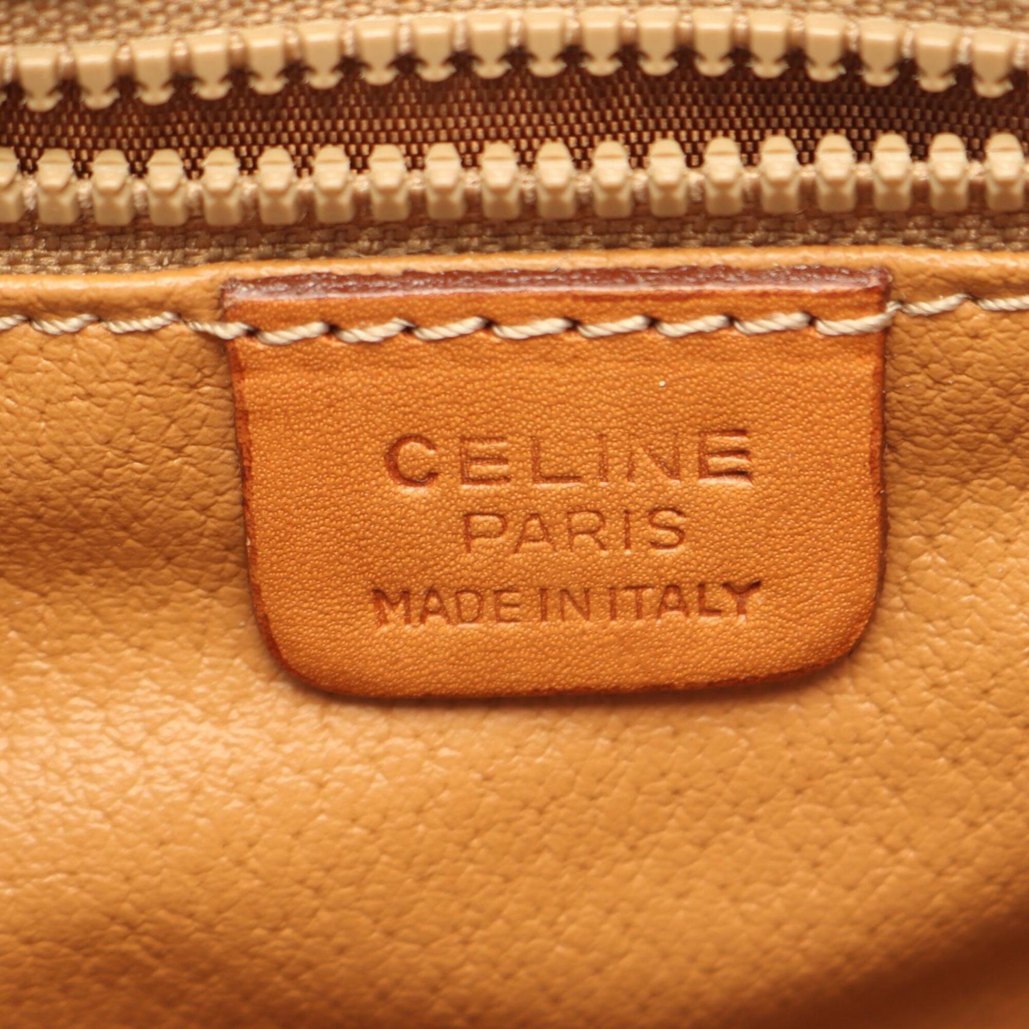 Celine Brown Coated Canvas Leather Handbag Shoulder Bag (Pre-Owned)