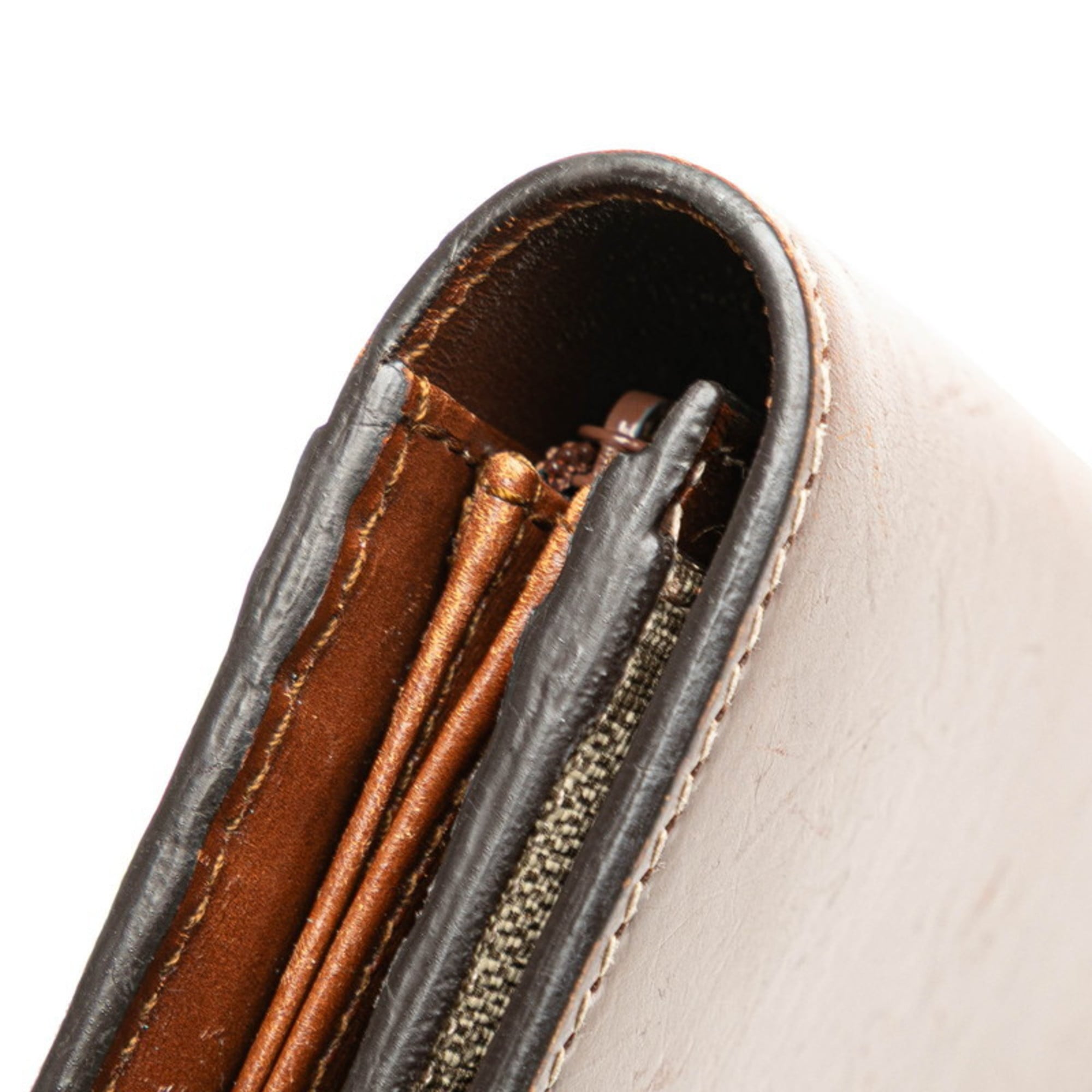 Gucci Beige Brown Pvc Leather Long Wallet (Bi-Fold) (Pre-Owned)