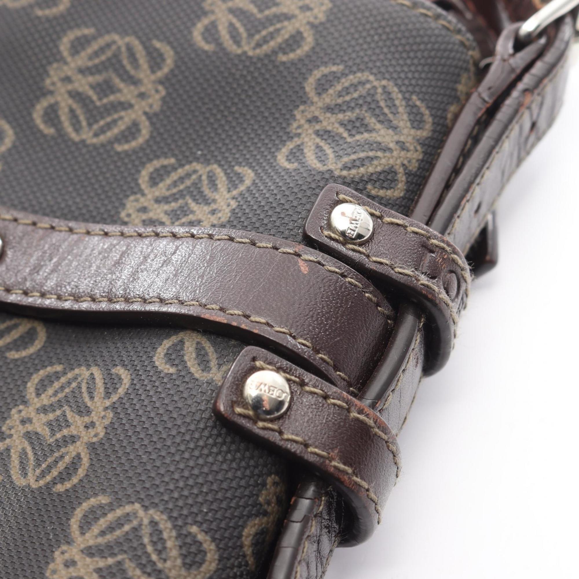 Loewe Brown Coated Canvas Leather Handbag Shoulder Bag (Pre-Owned)