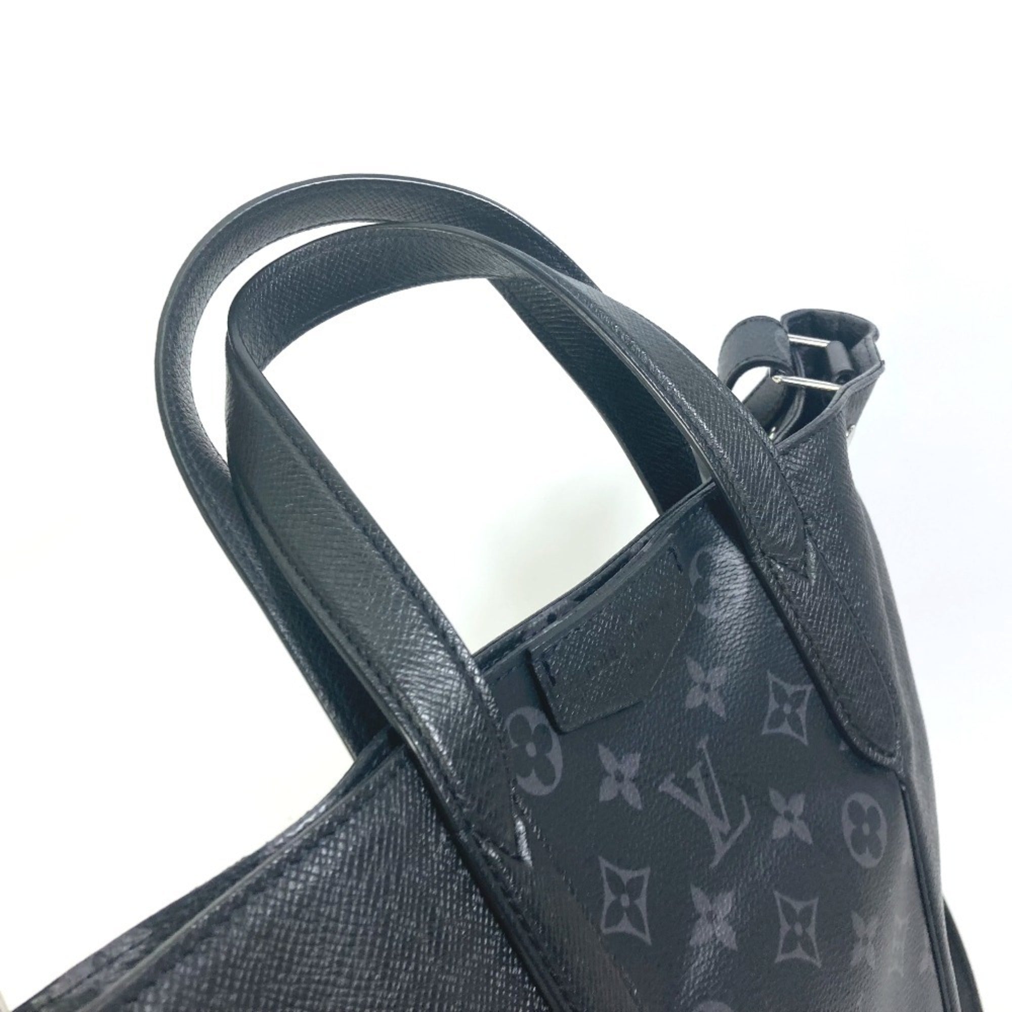 Louis Vuitton Taigarama Black Taiga Leather Monogram Eclipse Handbag Shoulder Bag Tote Bag (Pre-Owned)