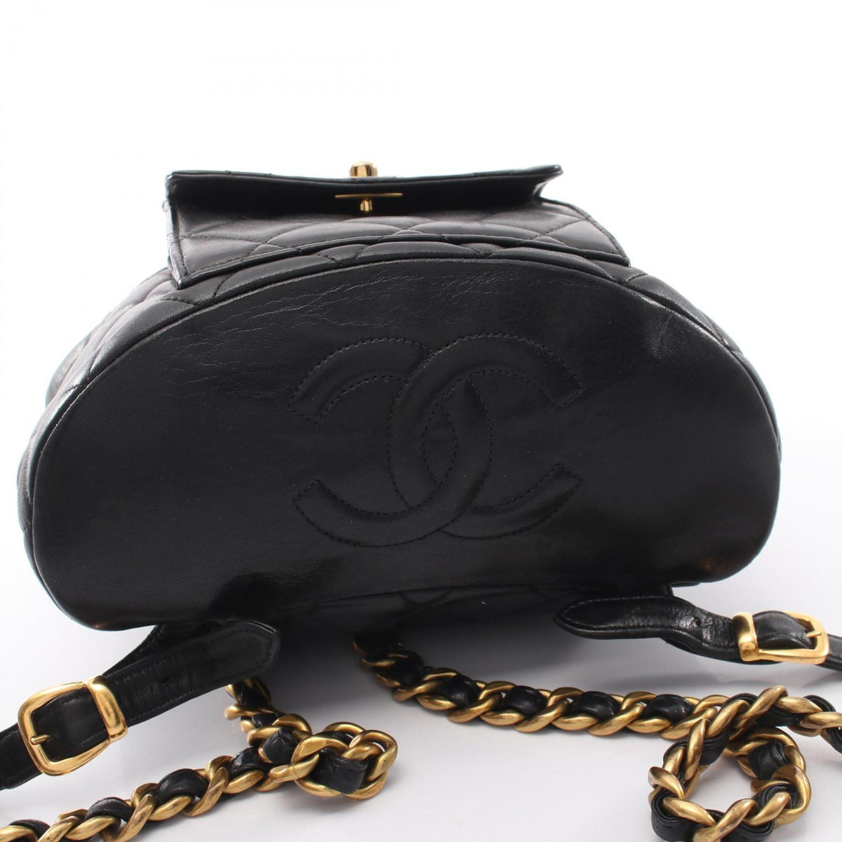 Chanel Black Leather Backpack Handbag (Pre-Owned)