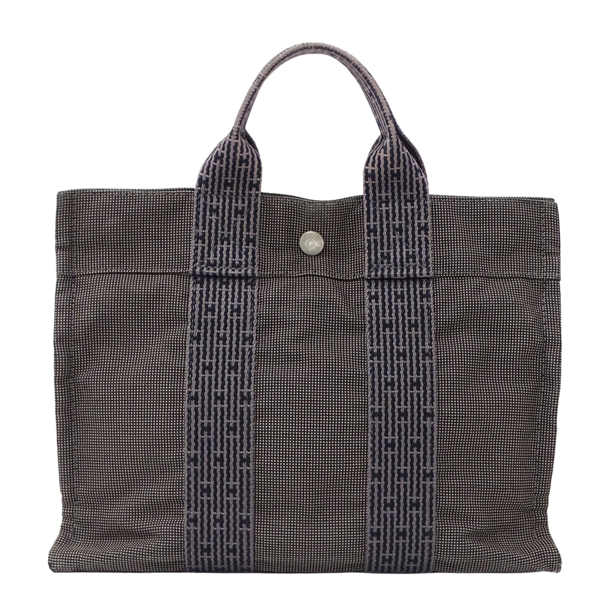 Hermes Black Canvas Handbag Tote Bag (Pre-Owned)