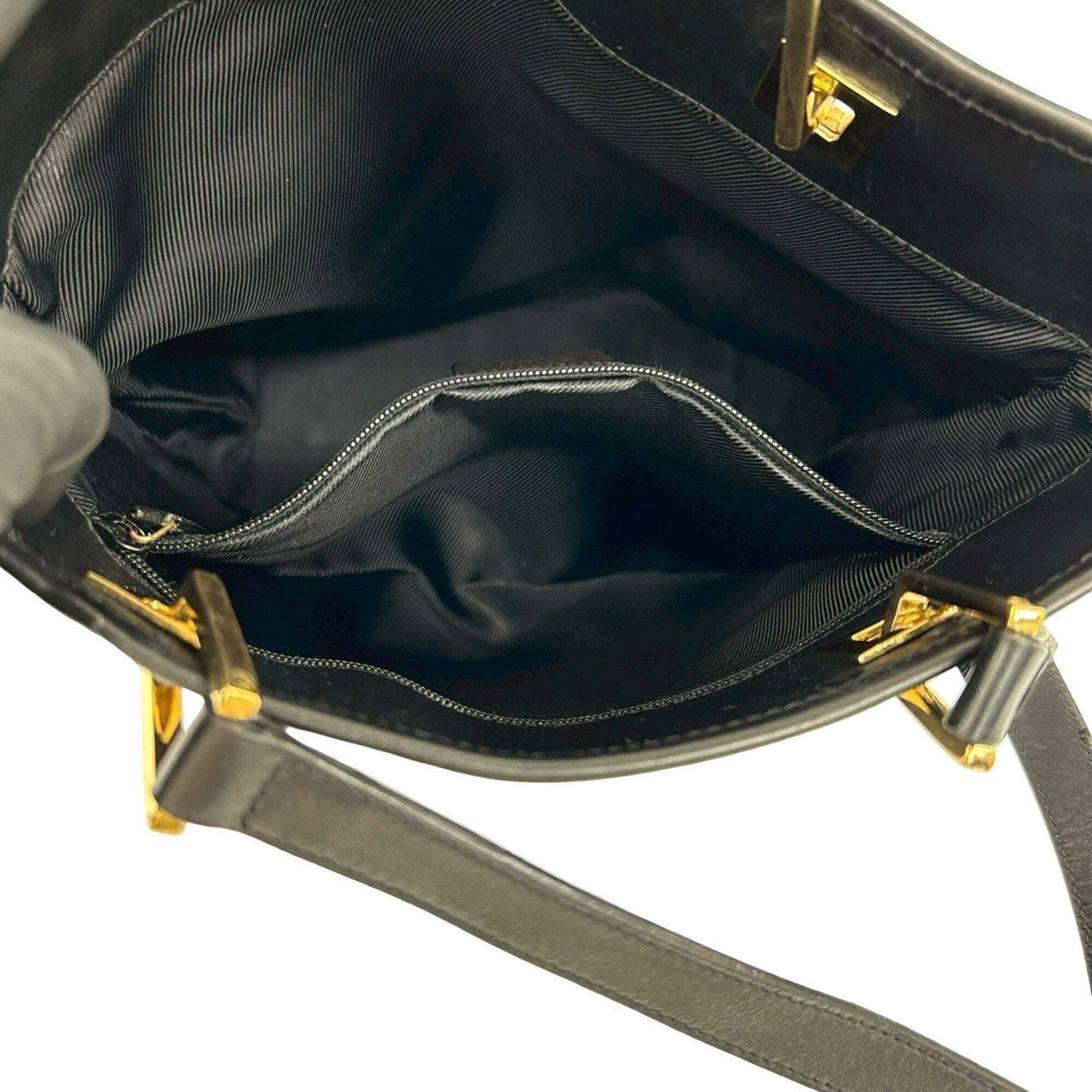 Gucci Black Navy Canvas Leather Handbag Tote Bag (Pre-Owned)