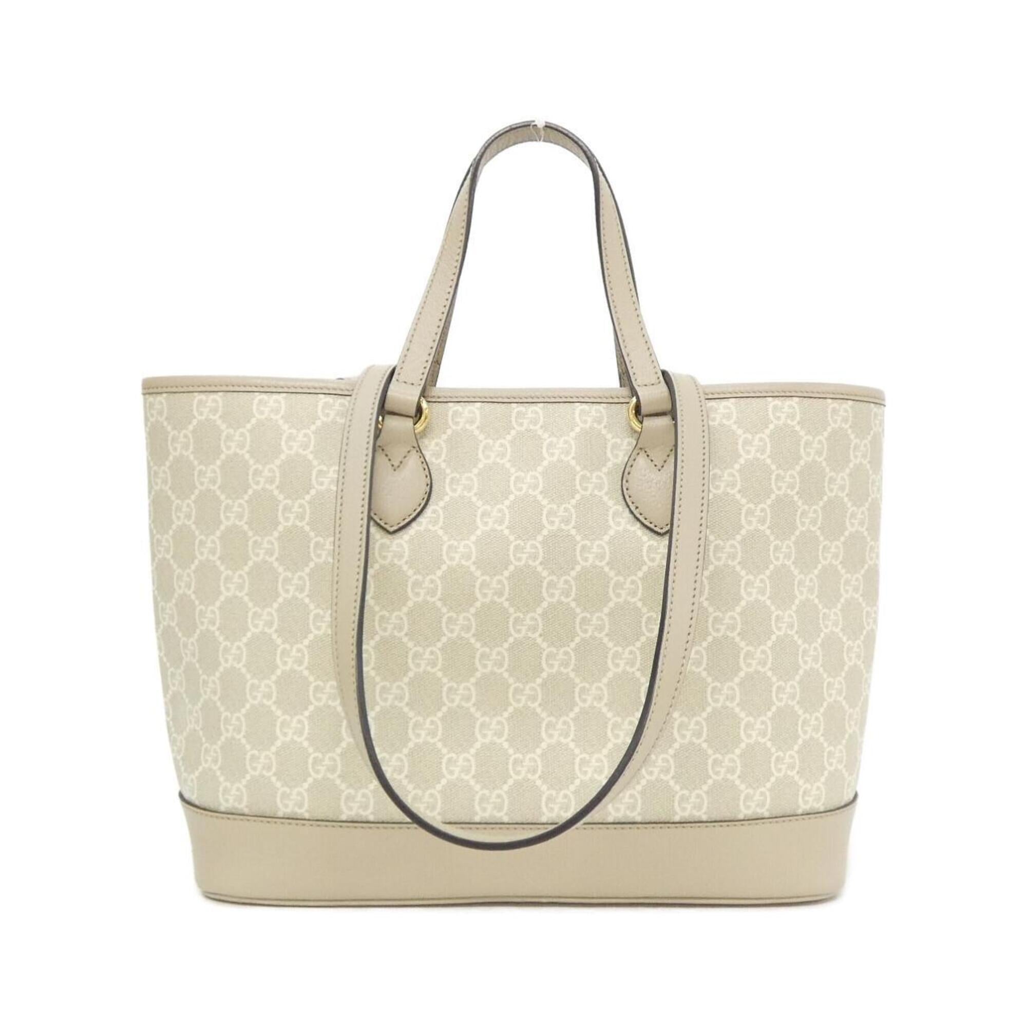 Gucci Beige White Gg Supreme Canvas Leather Handbag (Pre-Owned)