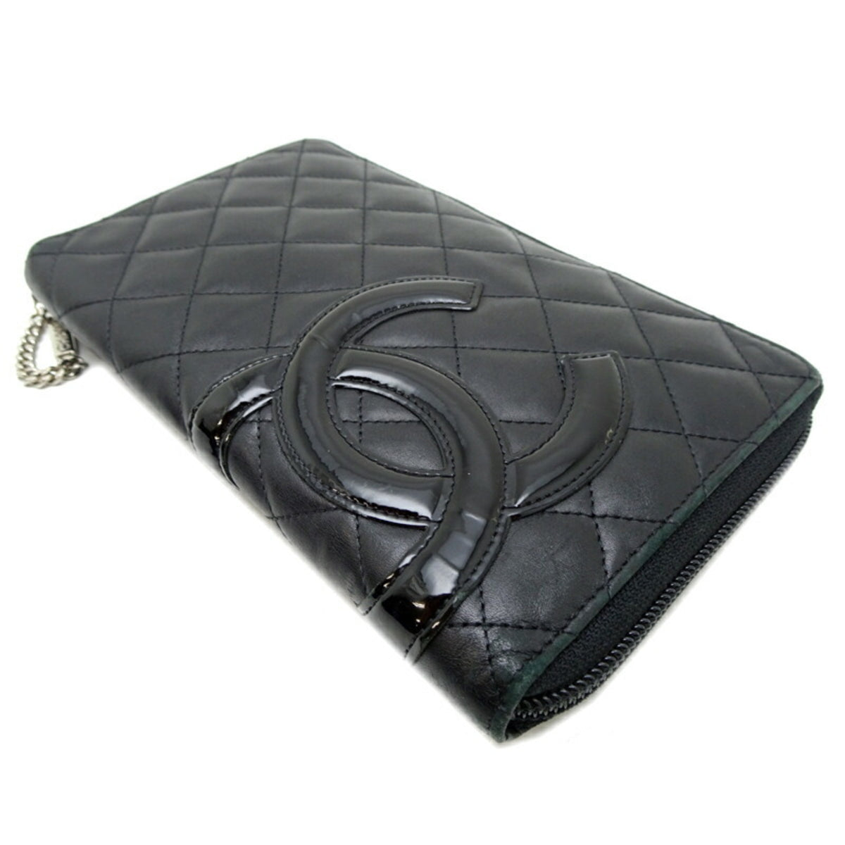 Chanel Black Leather Long Wallet (Bi-Fold) (Pre-Owned)