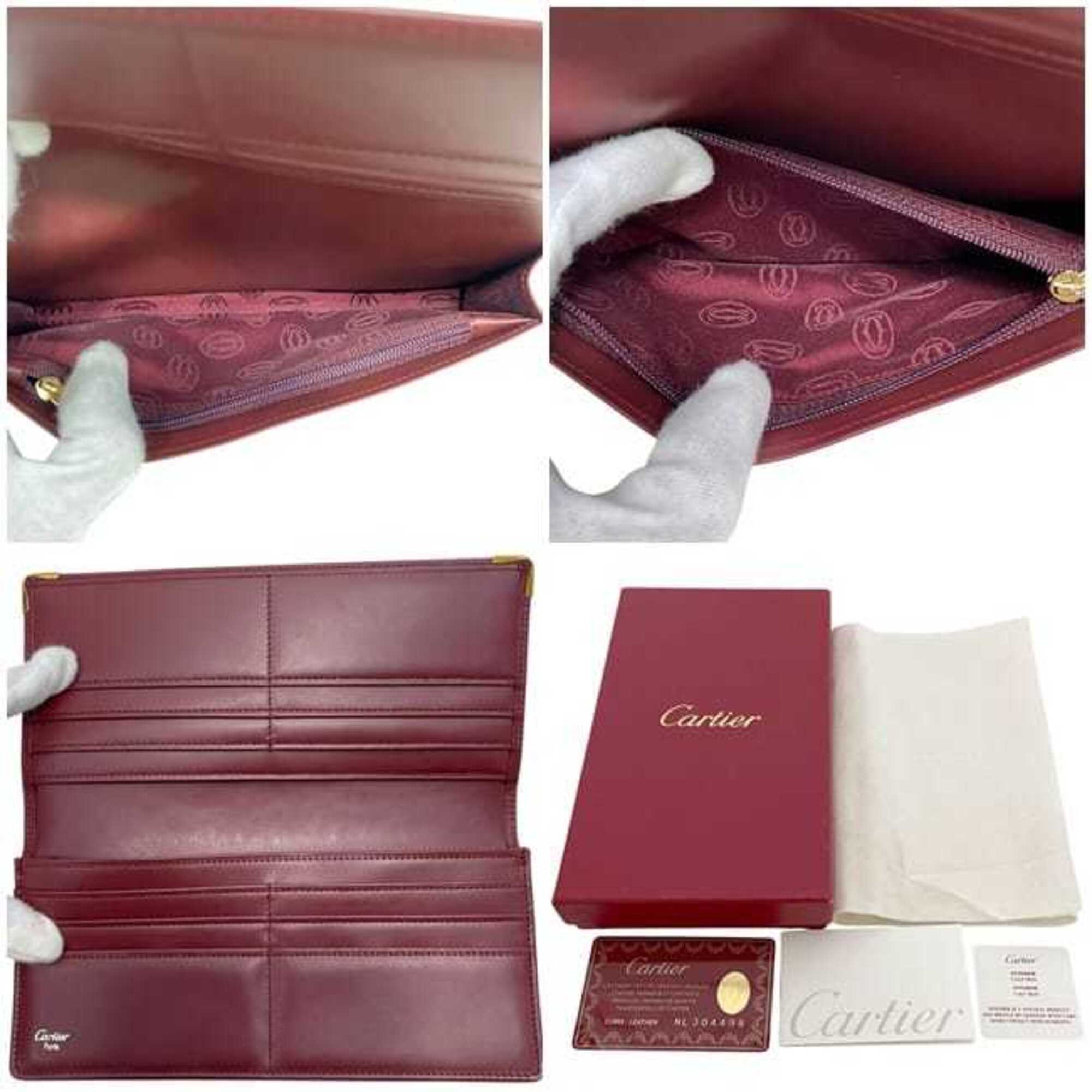 Cartier Must Bordeaux Leather Long Wallet (Bi-Fold) (Pre-Owned)