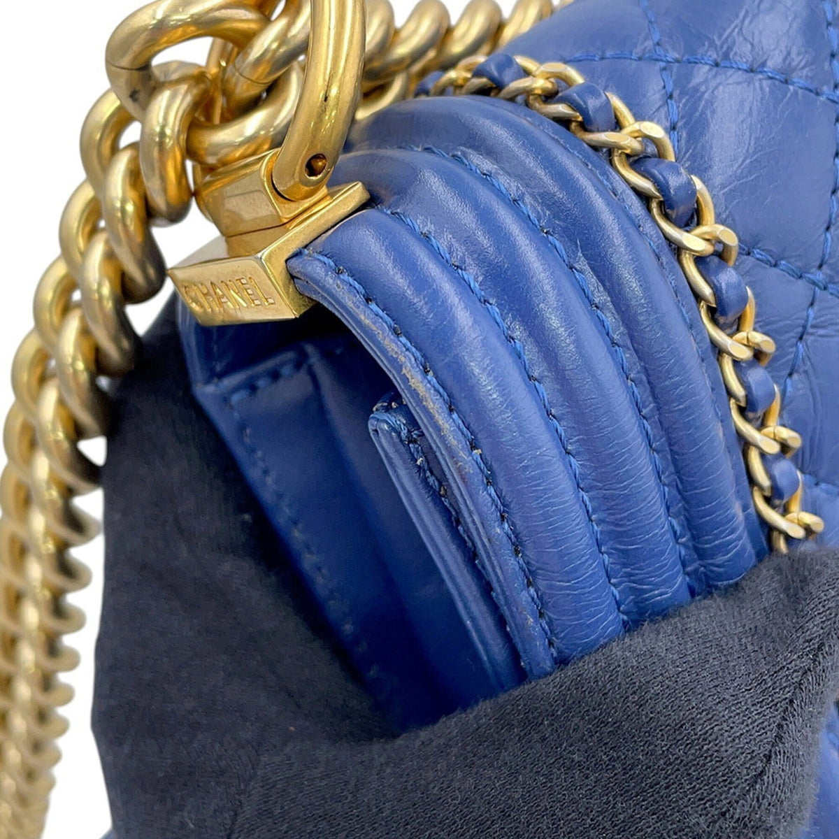 Chanel Blue Leather Handbag Shoulder Bag (Pre-Owned)