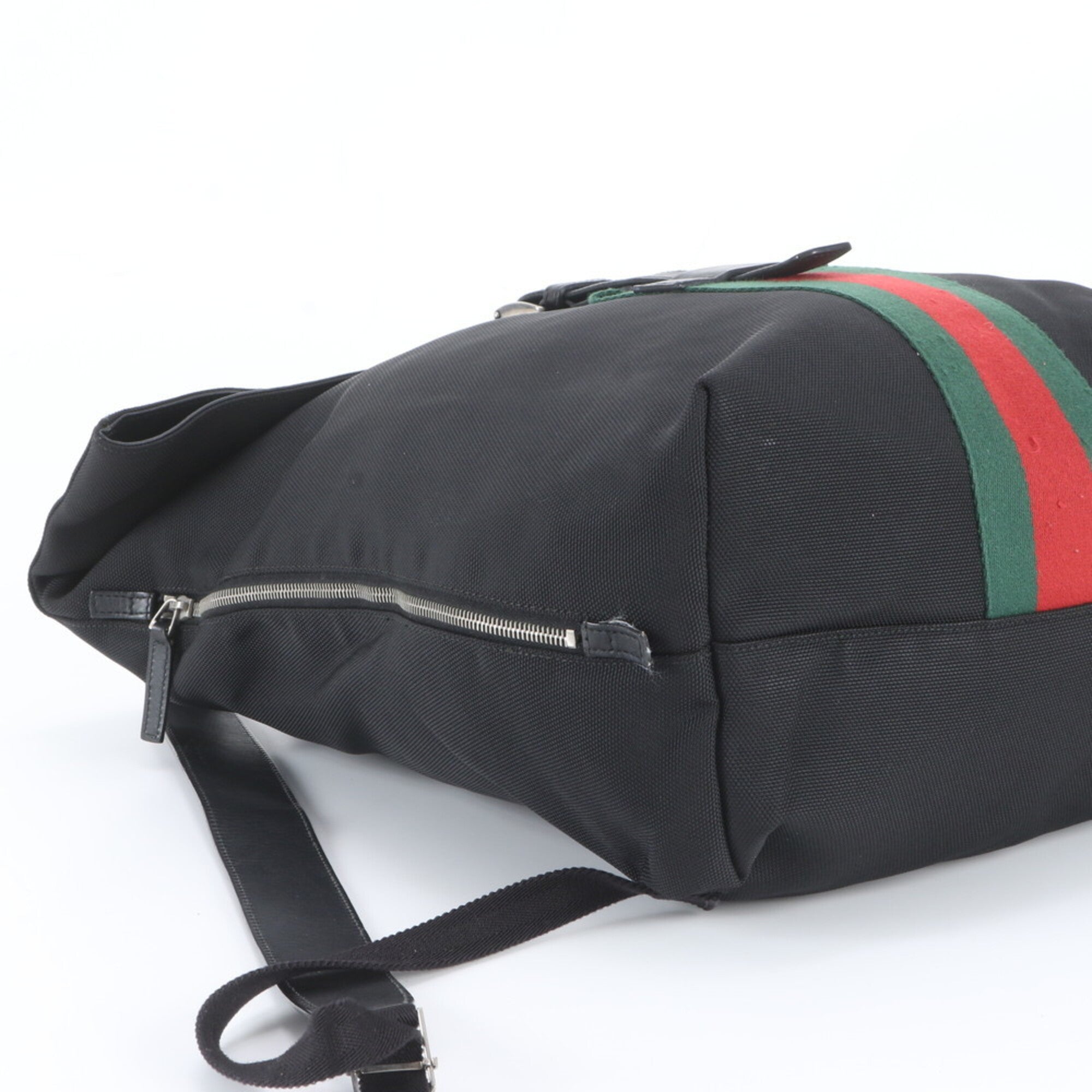 Gucci Black Leather Canvas Backpack Shoulder Bag (Pre-Owned)