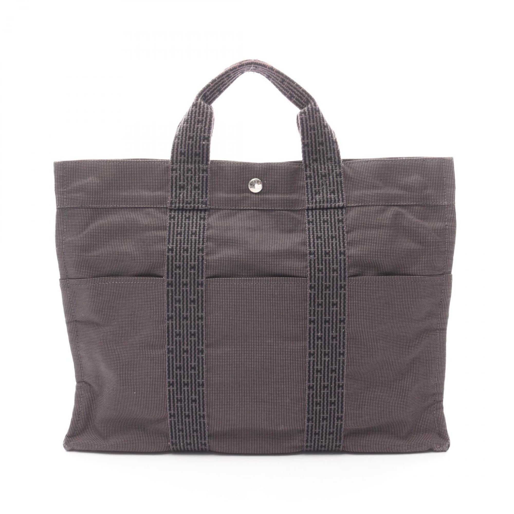 Hermes Gray Nylon Canvas Handbag Tote Bag (Pre-Owned)