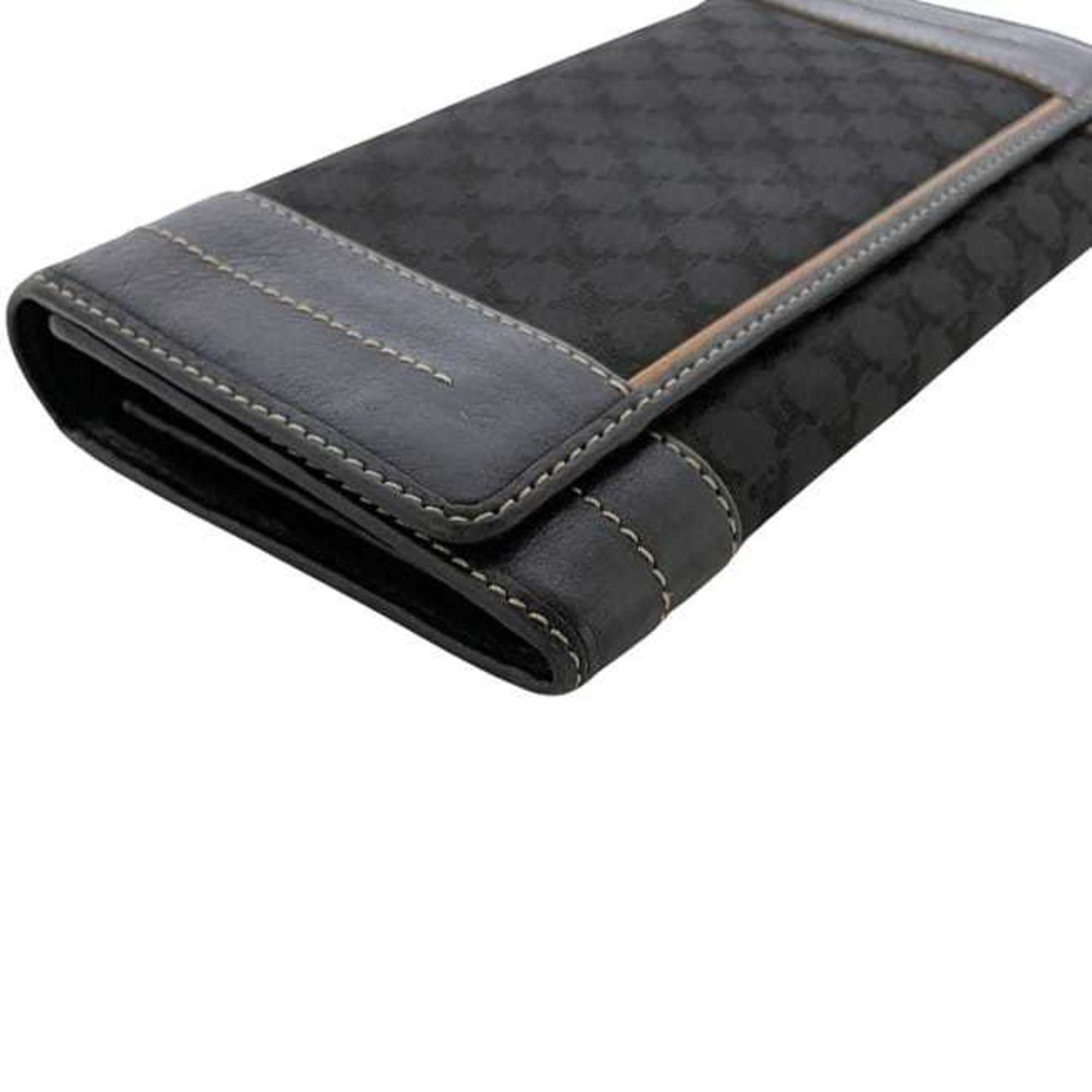 Celine Black Canvas Leather Long Wallet (Bi-Fold) (Pre-Owned)