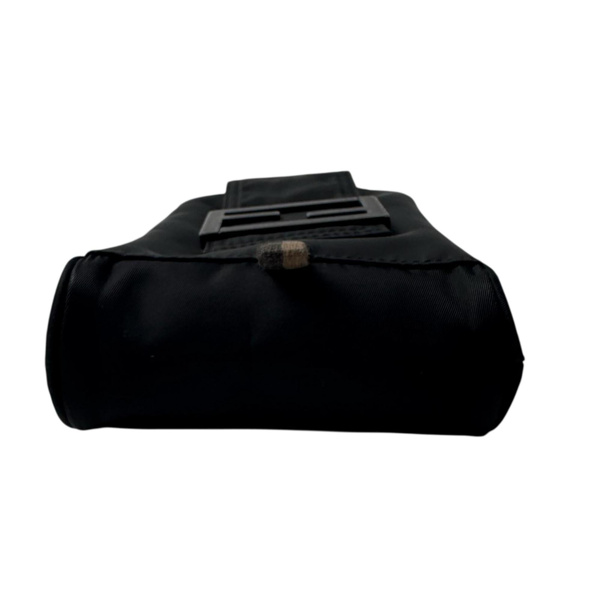 Fendi Black Nylon Leather Pouch Shoulder Bag (Pre-Owned)