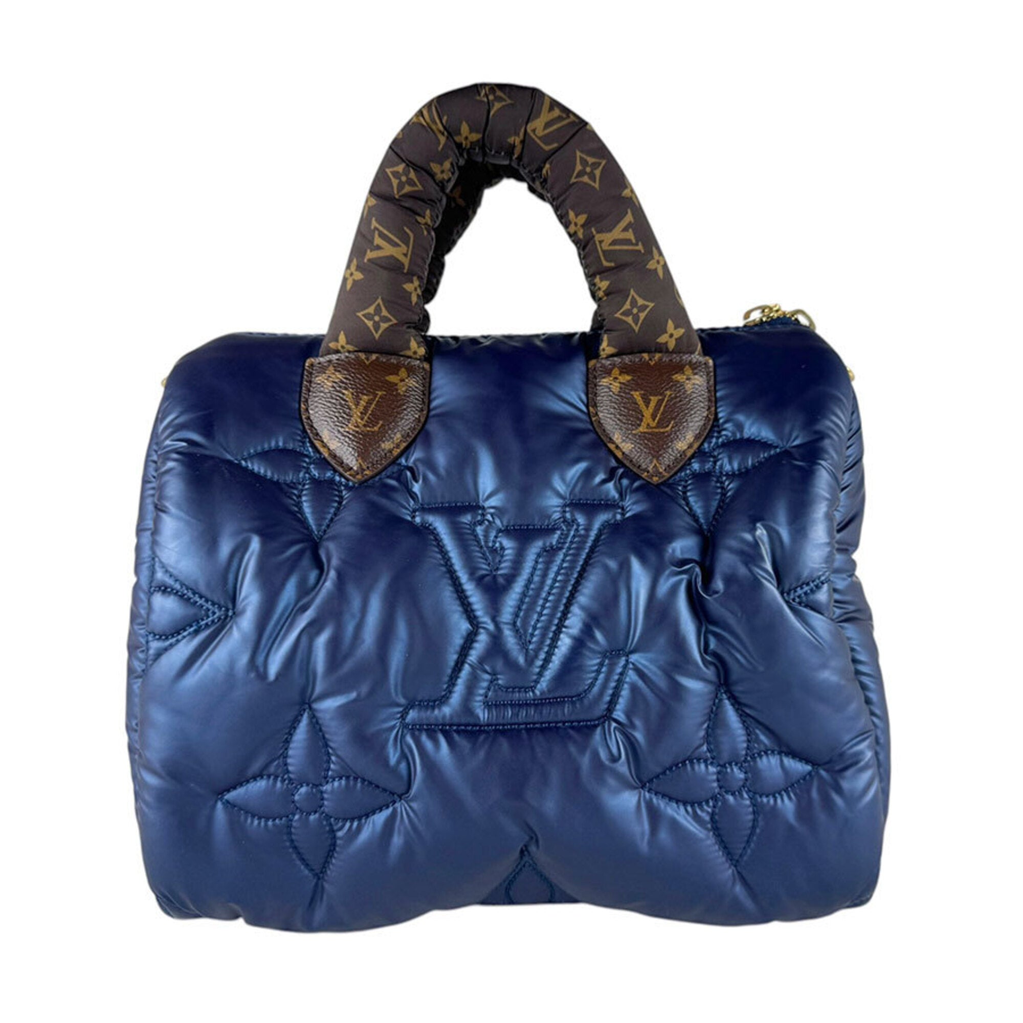 Louis Vuitton Blue Brown Nylon Handbag Shoulder Bag (Pre-Owned)