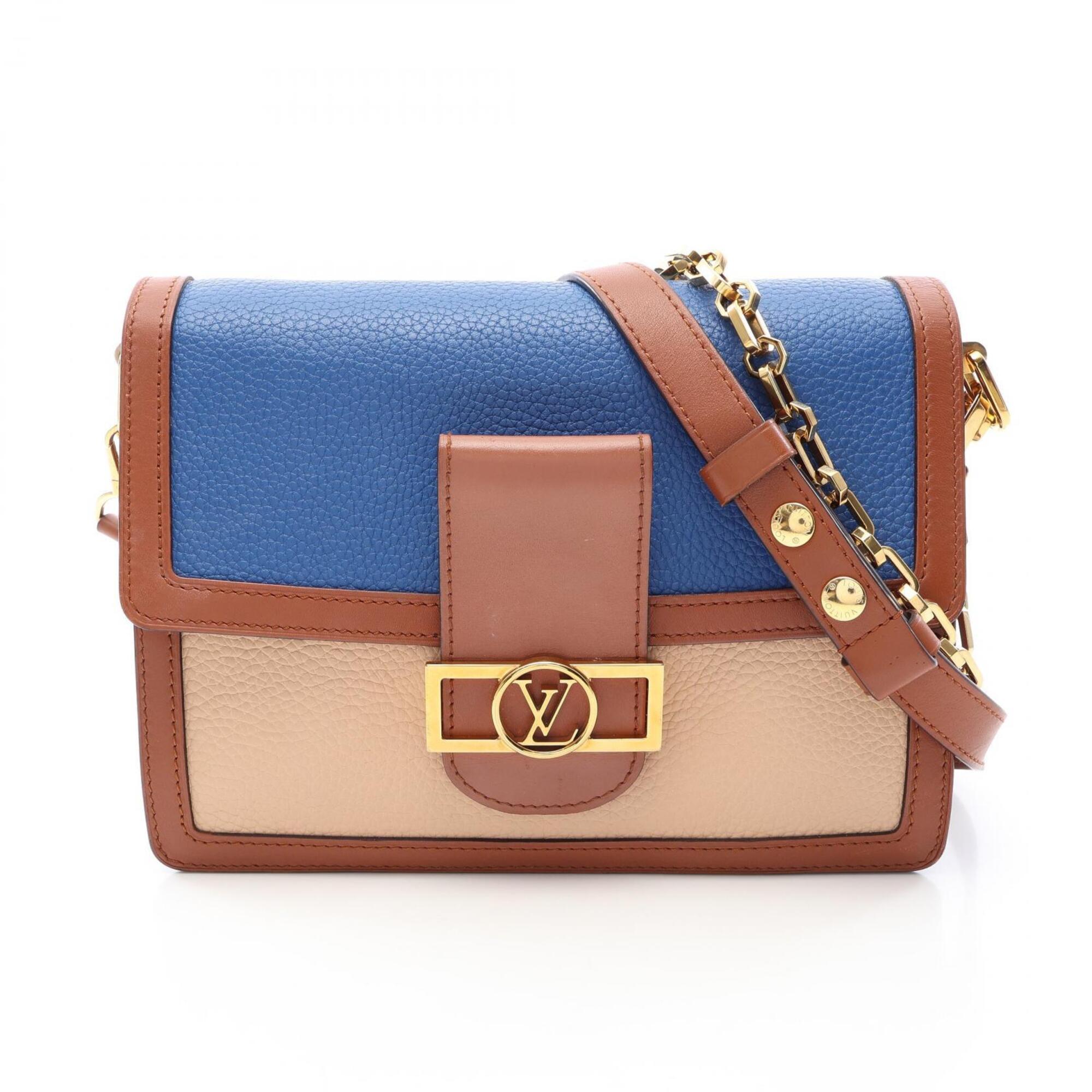 Louis Vuitton Beige Blue Brown Leather Leather Handbag Shoulder Bag (Pre-Owned)