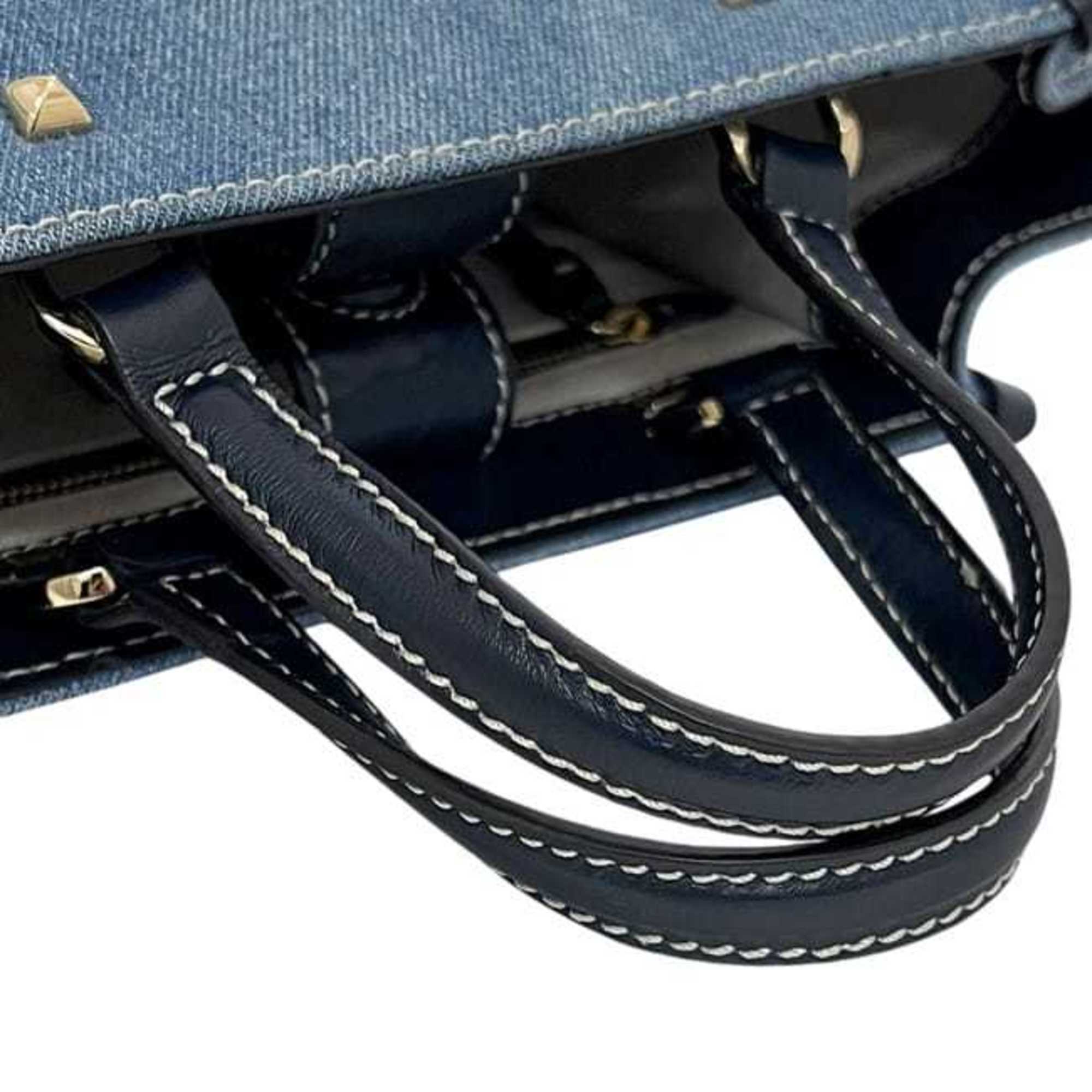 Jimmy Choo Blue Navy Denim Leather Handbag Shoulder Bag (Pre-Owned)