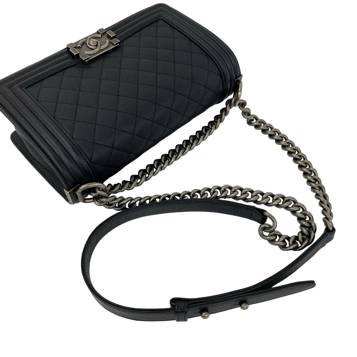 Chanel Black Grained Calfskin Shoulder Bag (Pre-Owned)