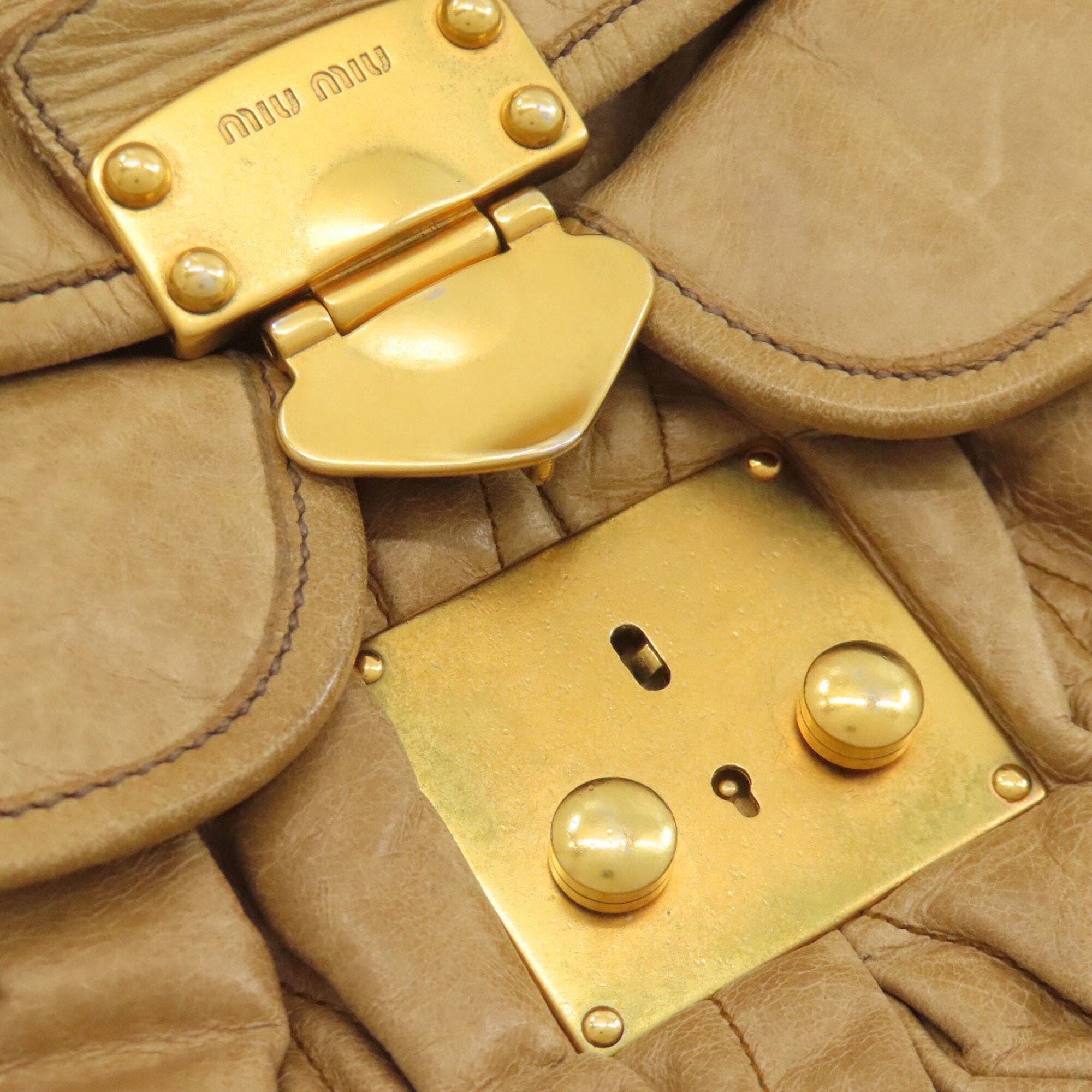 Miu Miu Beige Leather Tote Bag (Pre-Owned)
