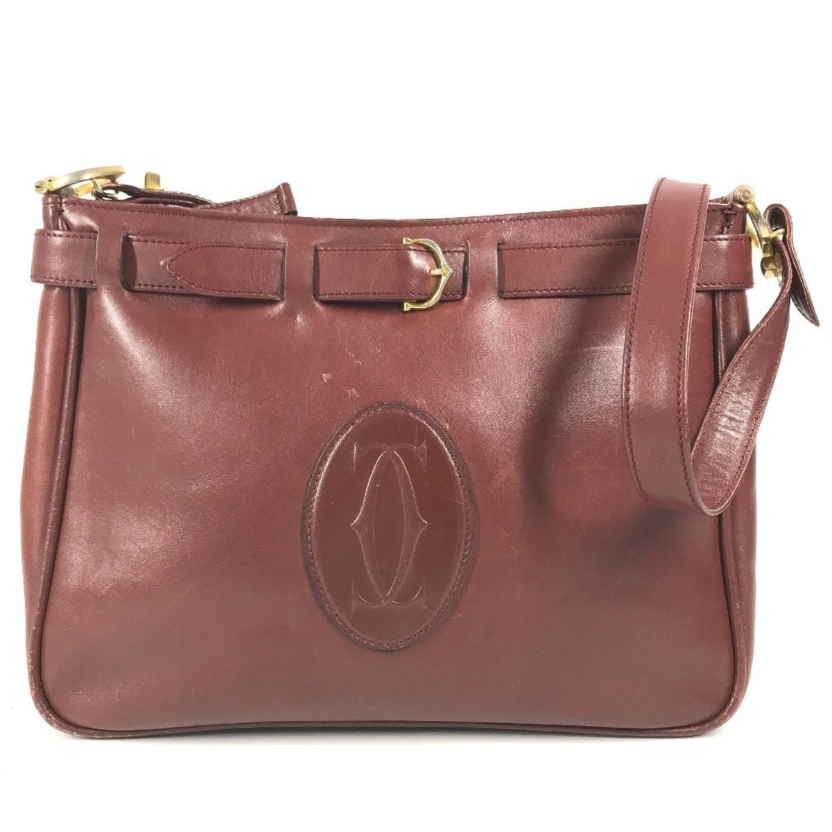 Cartier Wine Red Leather Shoulder Bag (Pre-Owned)